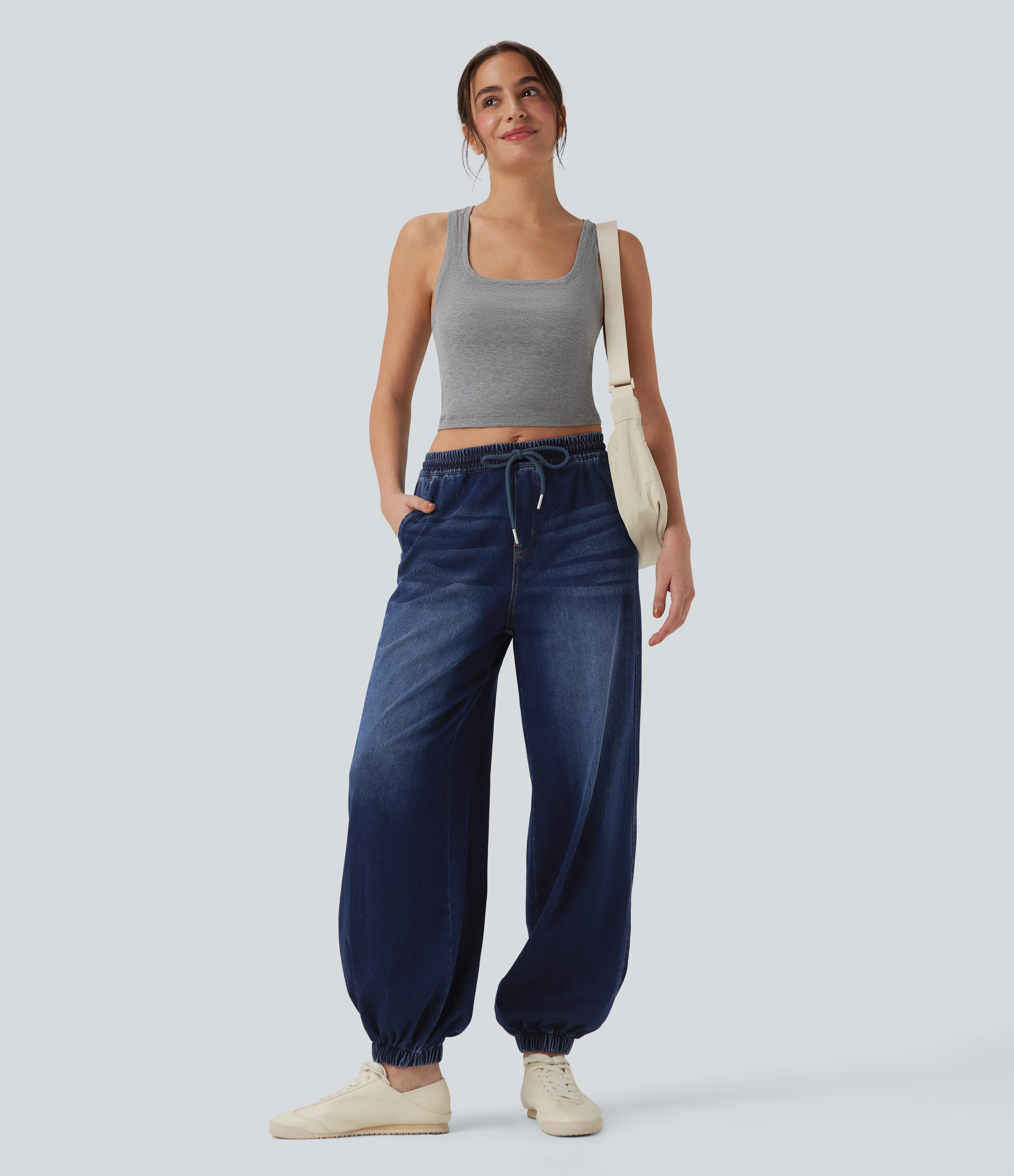 Jean décontracté Halara Flex™ taille mi-haute avec cordon de serrage et pochesns