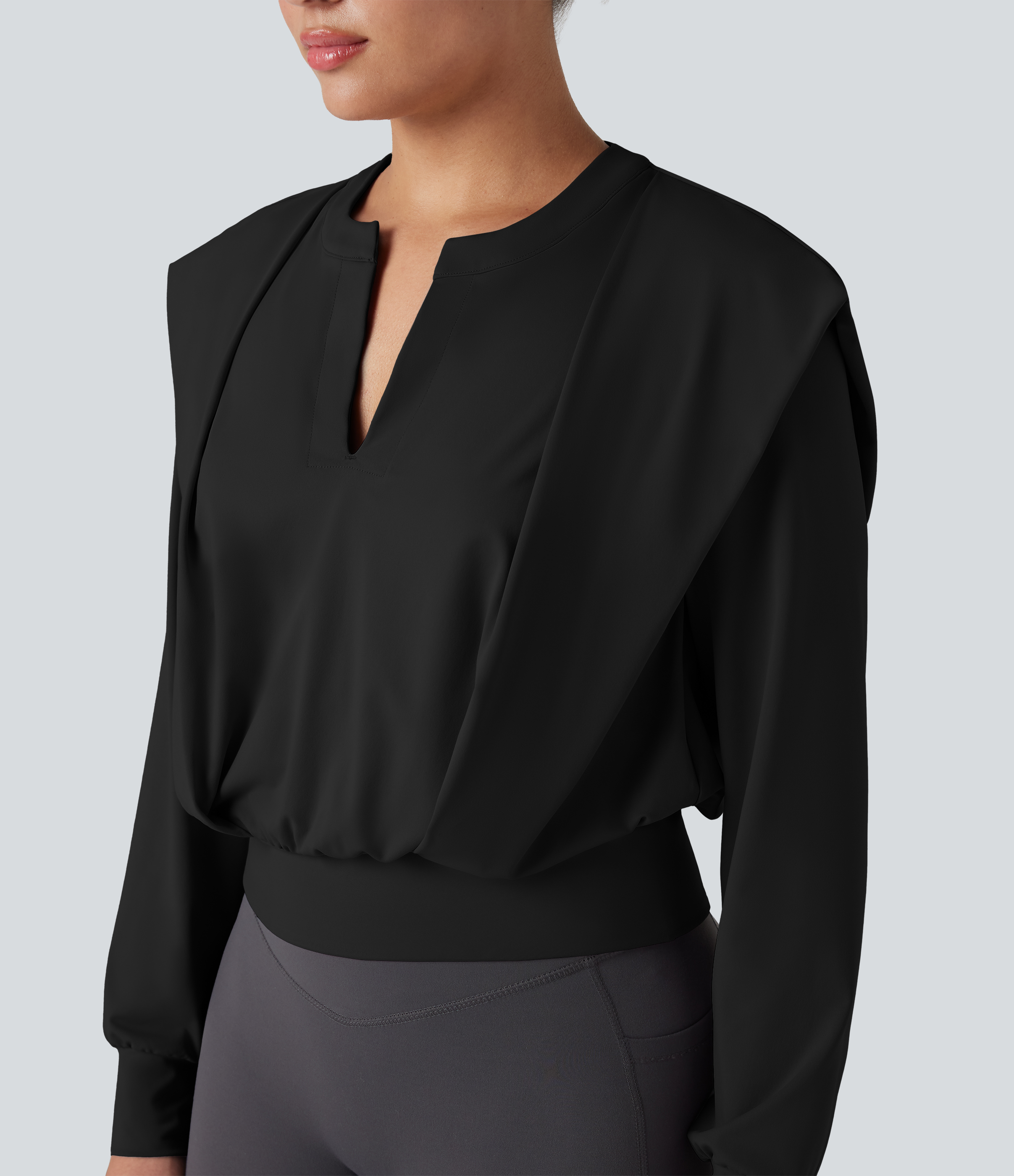 Halara Notched Long Sleeve Yoga Sports Top