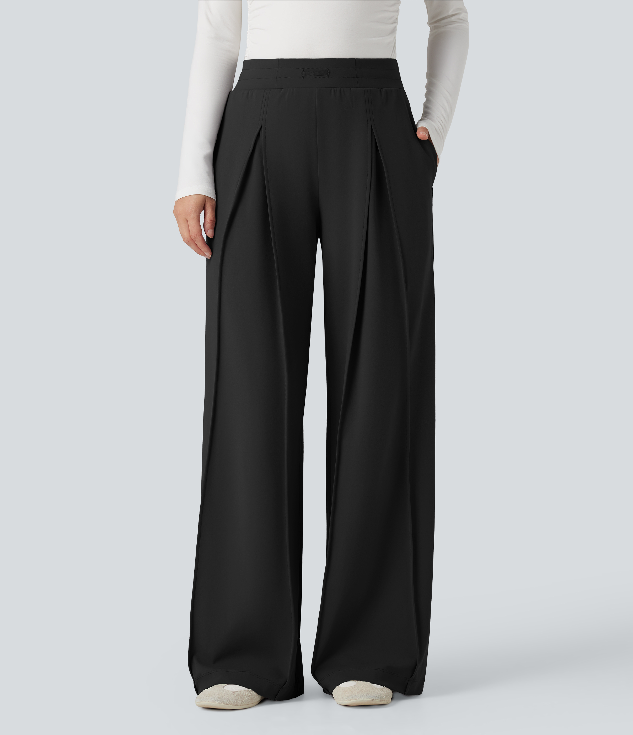 DayStretch High Waisted Wide Leg Casual Pants with Pockets