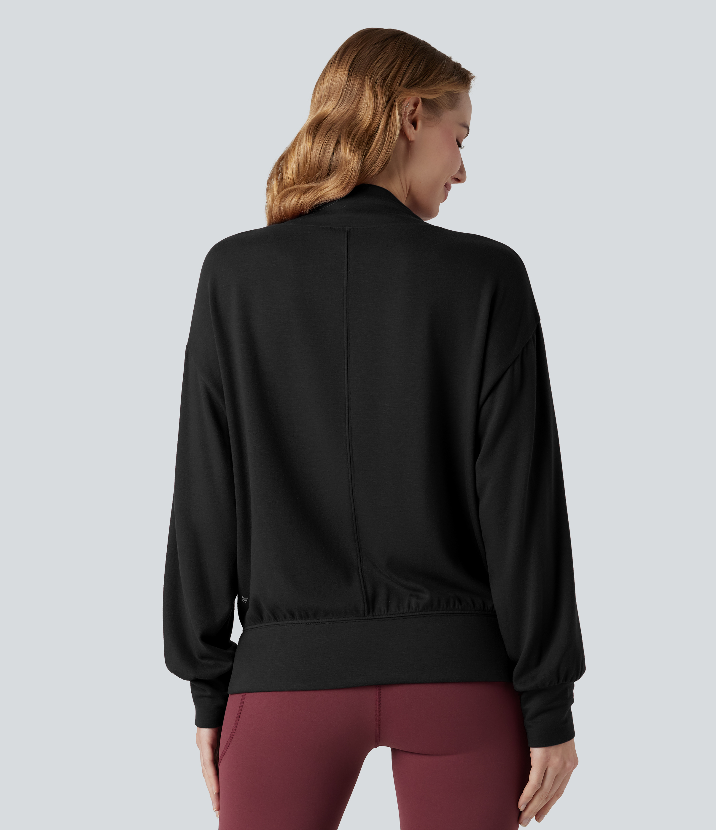 Schwarz Halara HeatCore - Yoga-Sport-Top mir hohem Kragen, Taschen und langen Ärmeln - wärmend / 2