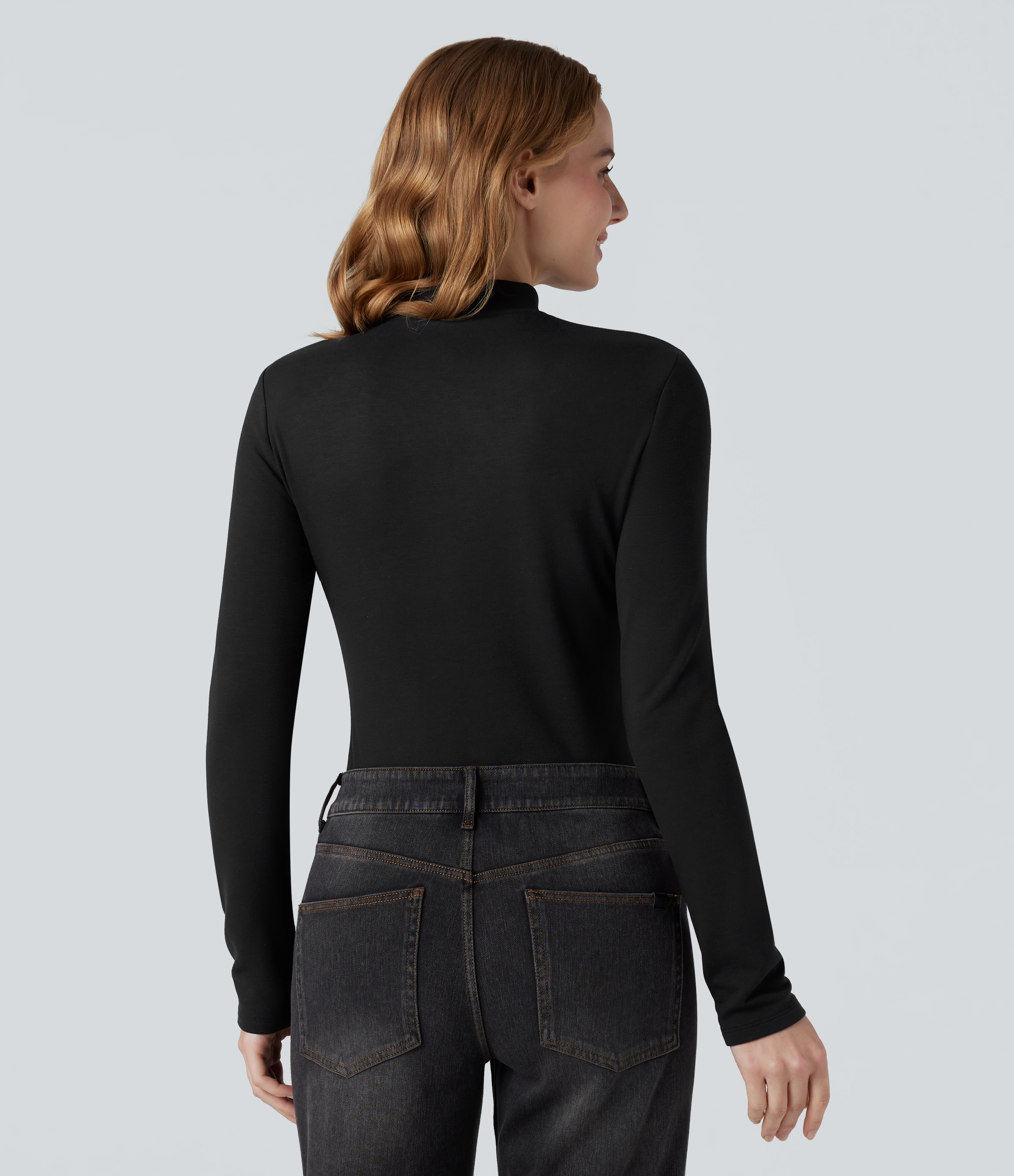 Black Halara HeatCore - Casual top with stand-up collar and long sleeves - warming / 2