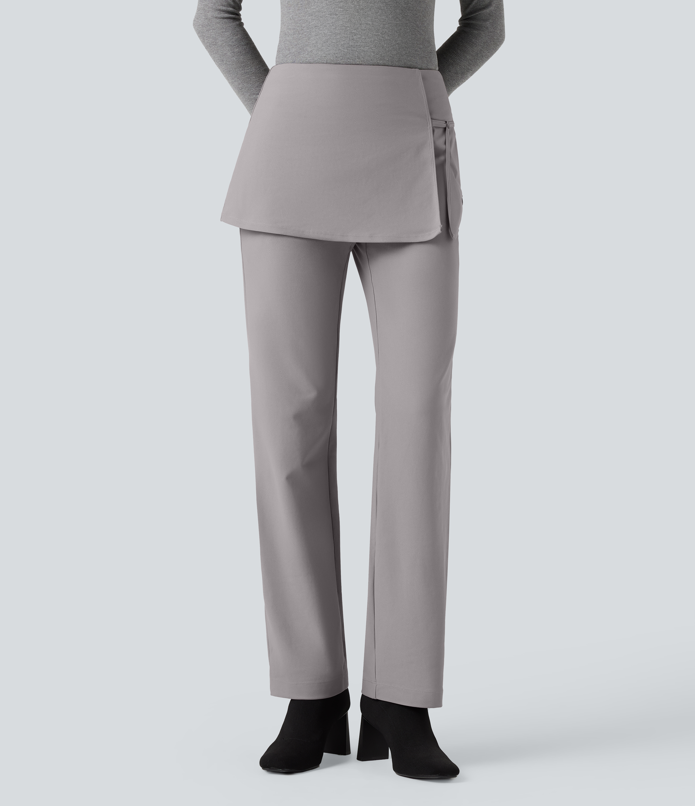 Halara Flex™ Mid Rise Straight Leg Suit Work Skirted Pants with Pockets