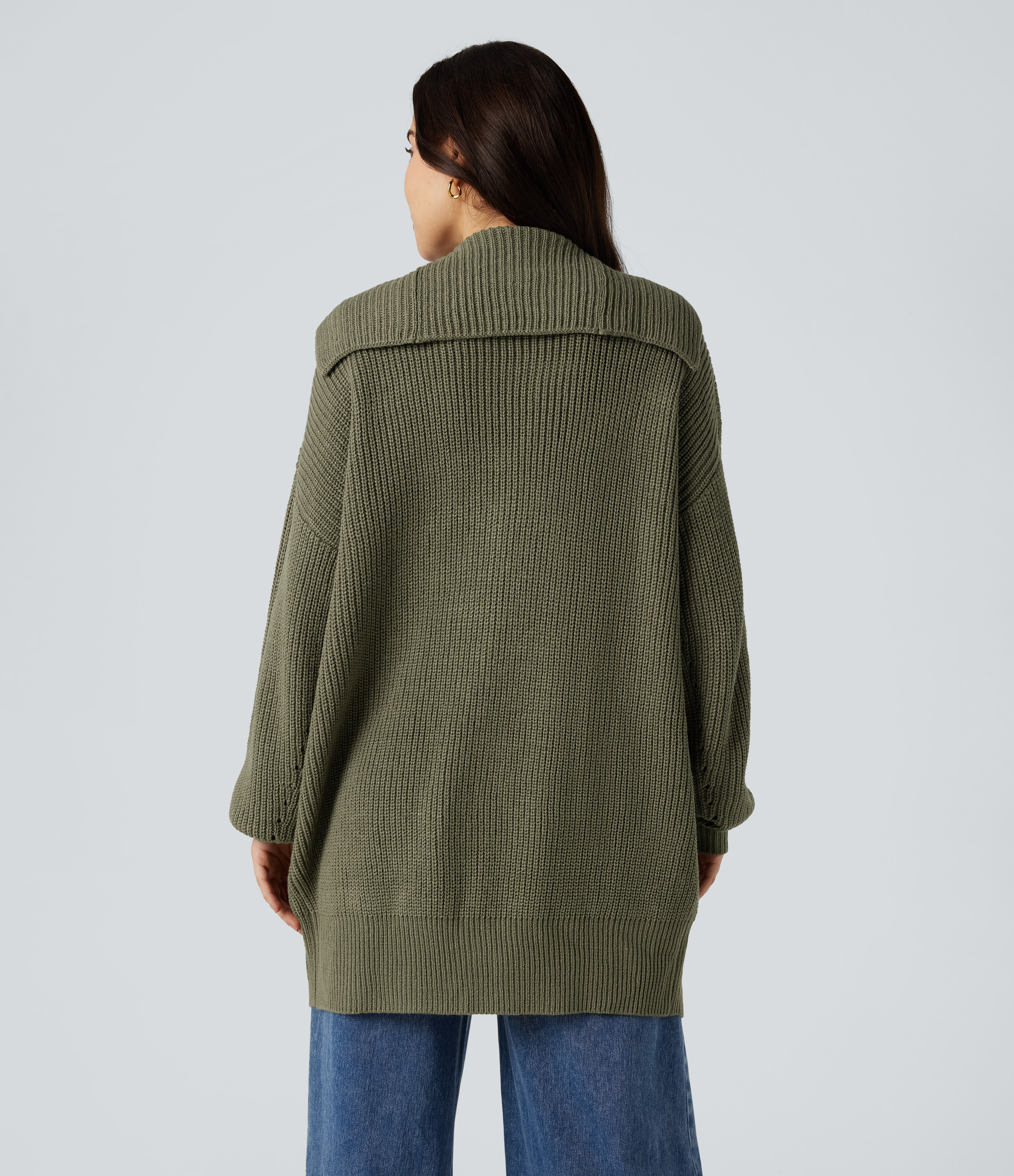 Forest Wild Brown Lapel Long Sleeve Casual Cardigan with Pockets / 2