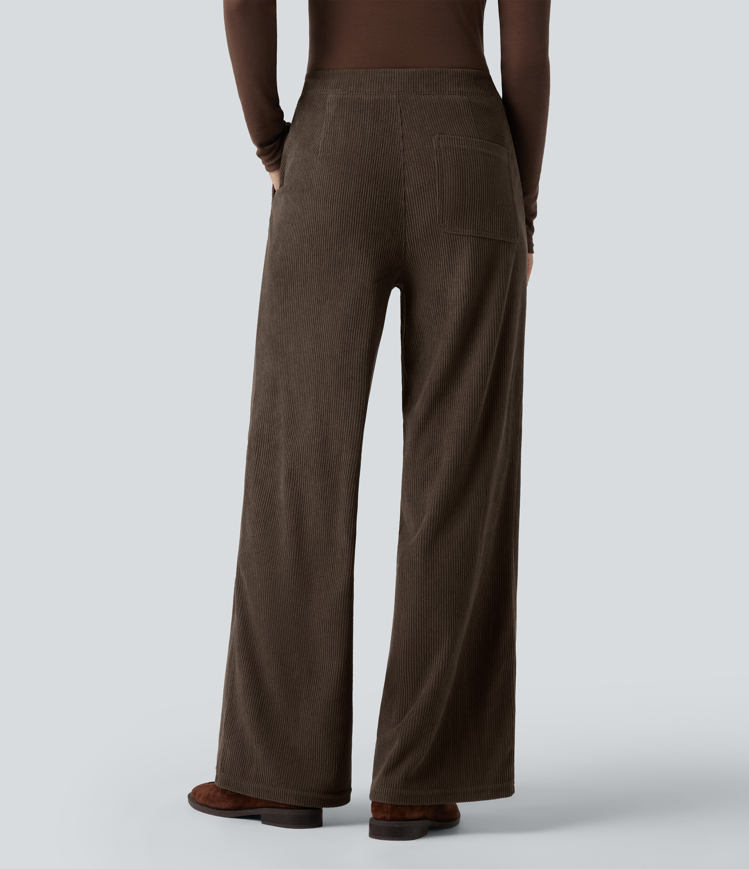 Demitasse Lässige Cord-Hose mit hohem Bund, Seitentaschen und geradem Bein / 2