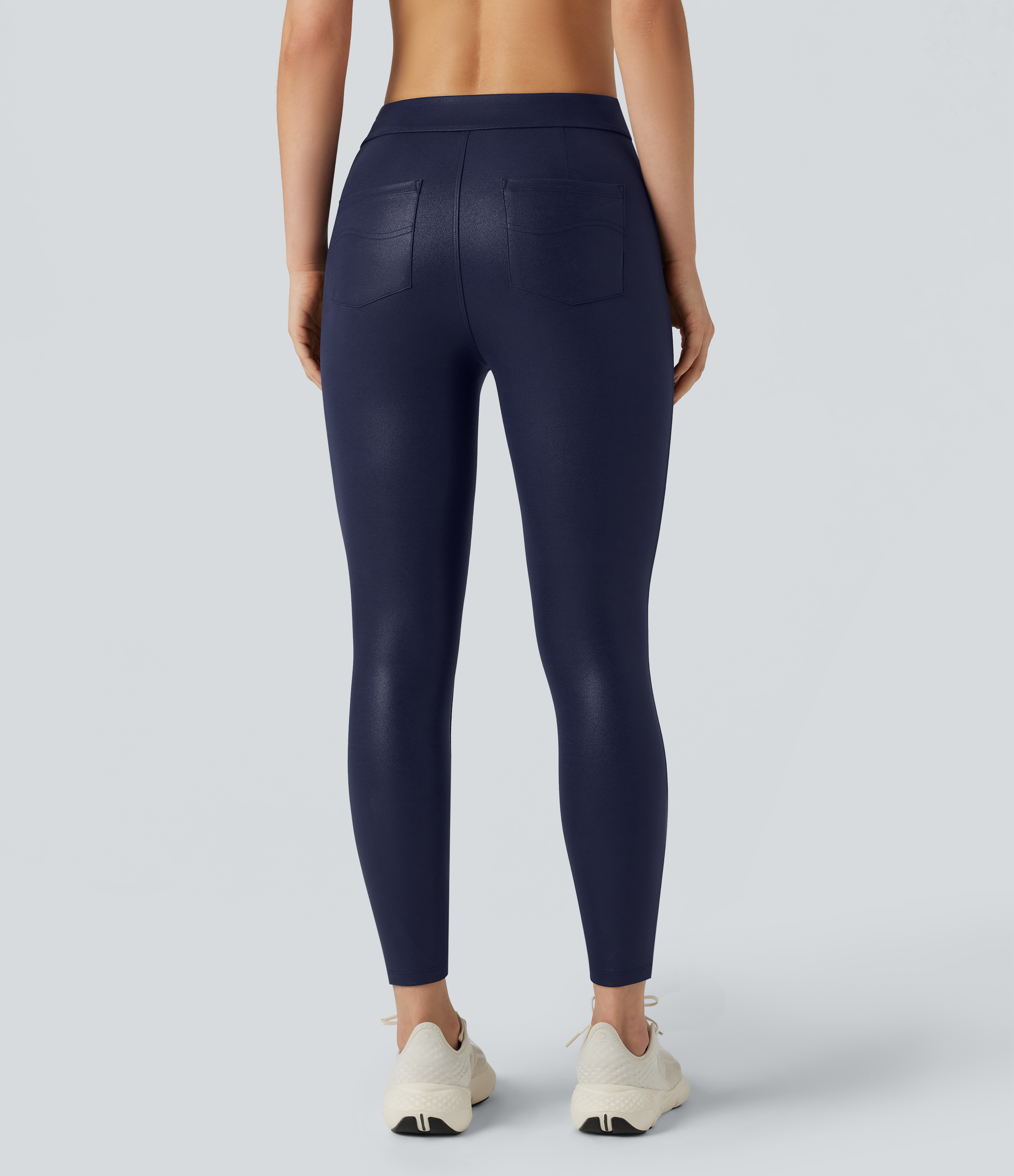 Peacoat Pantalon de yoga gainant taille haute brillant effet cuir avec poches Halara Ultrasculpt™ / 2