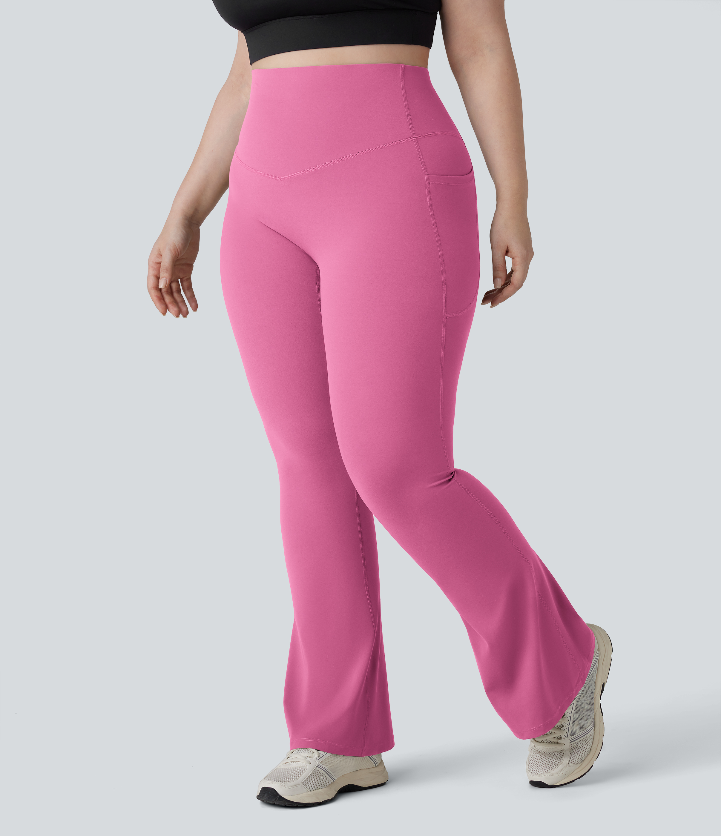 Halara UltraSculpt™ SoCinched Legging de Yoga Taille Haute avec Contrôle du Ventre et Poches, Coupe Évasée, Grandes Tailles