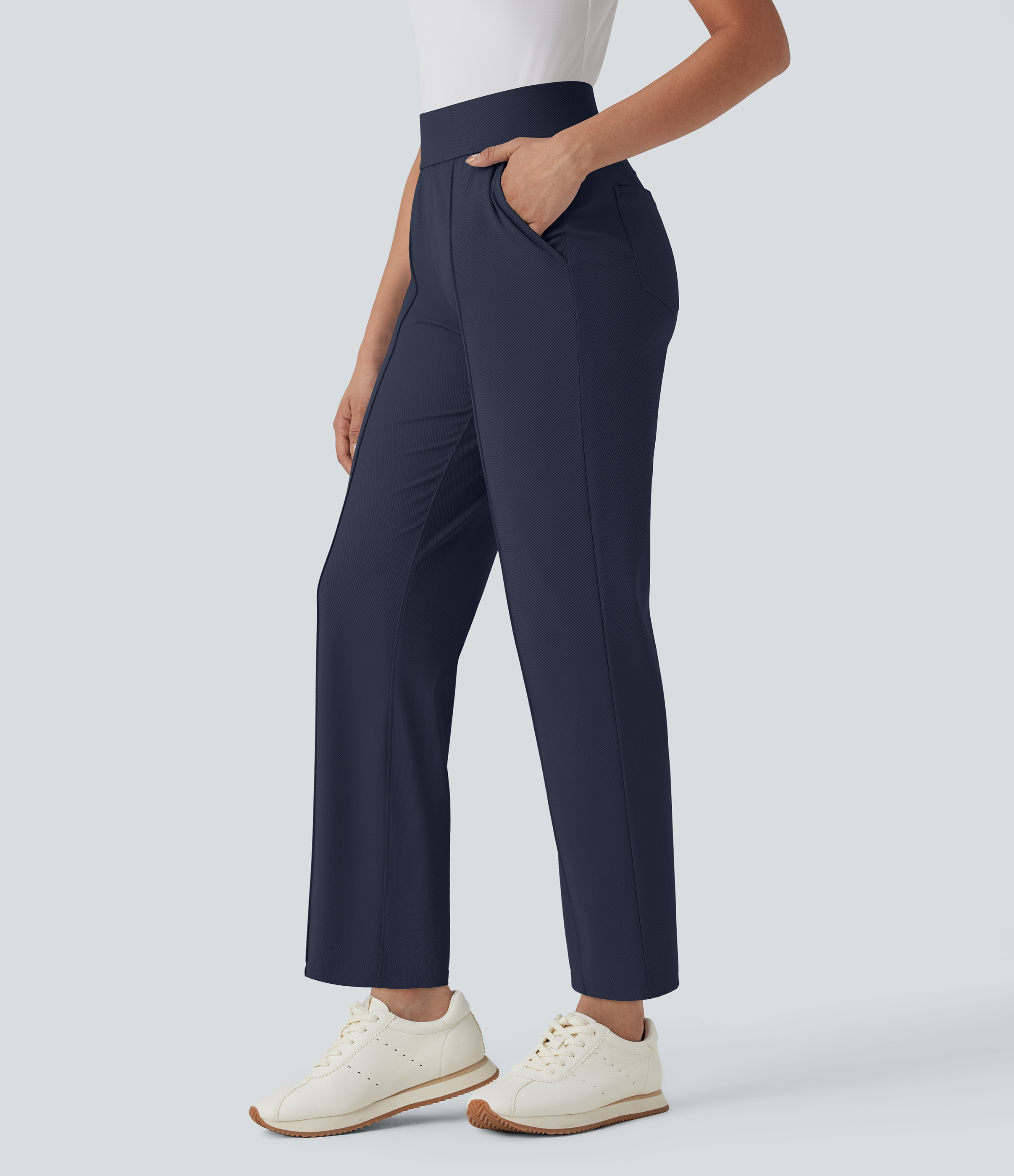 Women's Mid High Waisted Pockets Quick Dry Golf Pants-Golf Tee