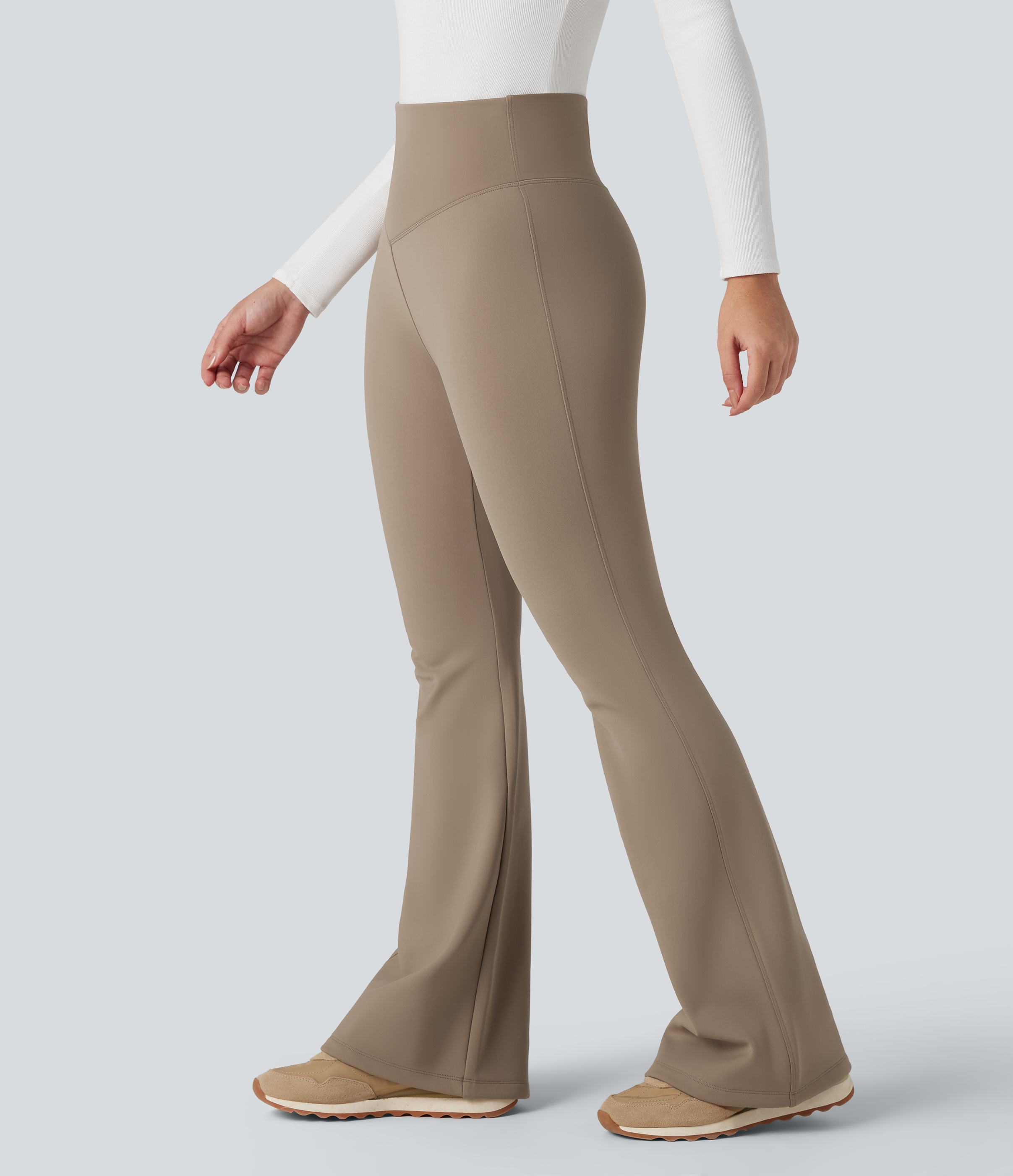 High Waisted Fleece Yoga Flare Leggings