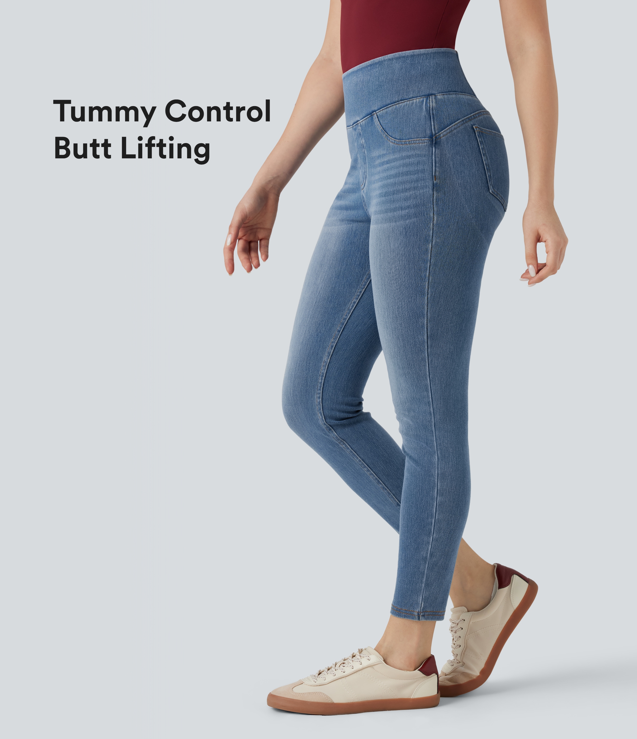 Legging denim Halara Flex™ 7/8 skinny push-up gainant taille haute avec poches
