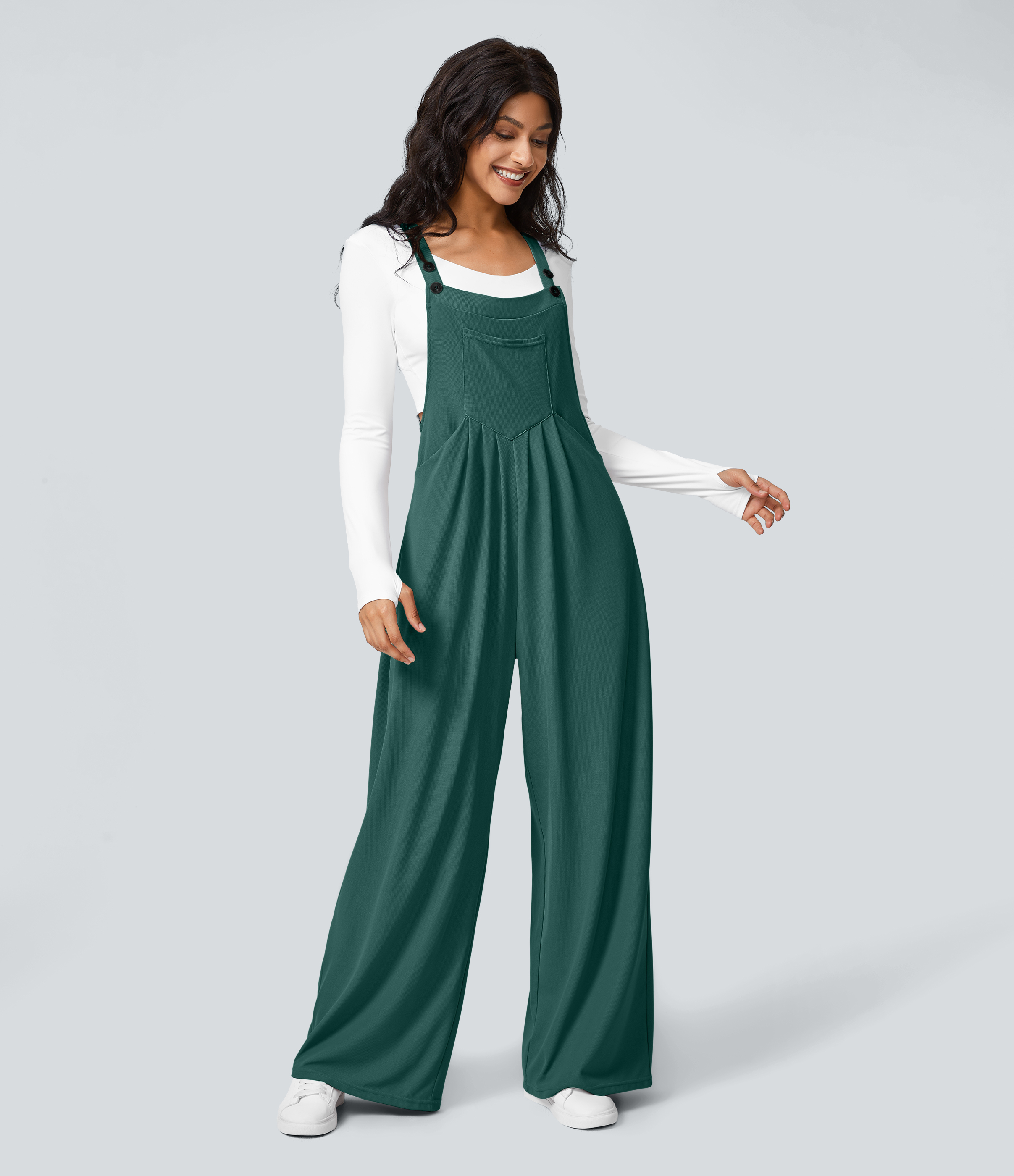 Forest Biome Pockets Waffle Casual Dungarees / 2