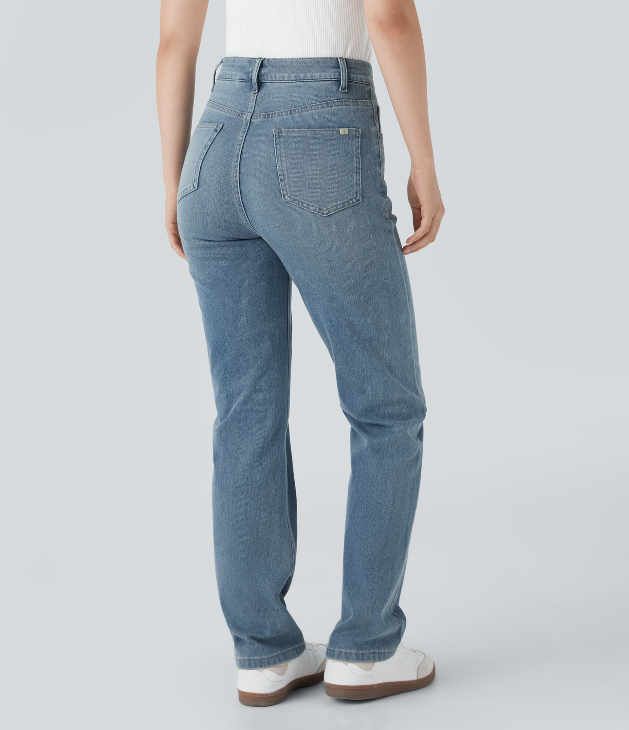 Cedar Blue Denim Halara Flex™ Jeans mit hoher Taille, Taschen, geradem Bein und Used-Look / 2