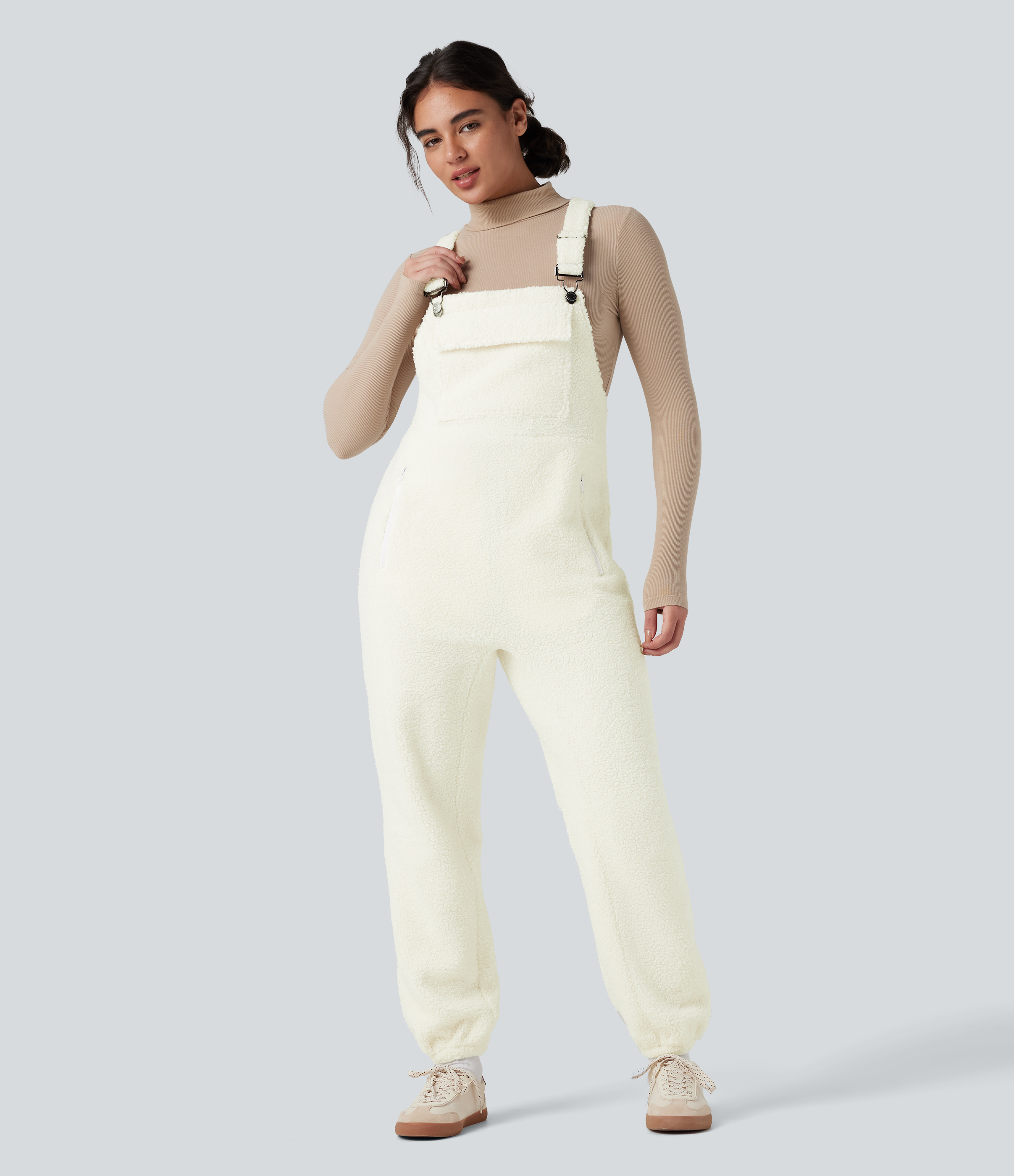 Casual Sherpa Jogger Overalls with Pockets