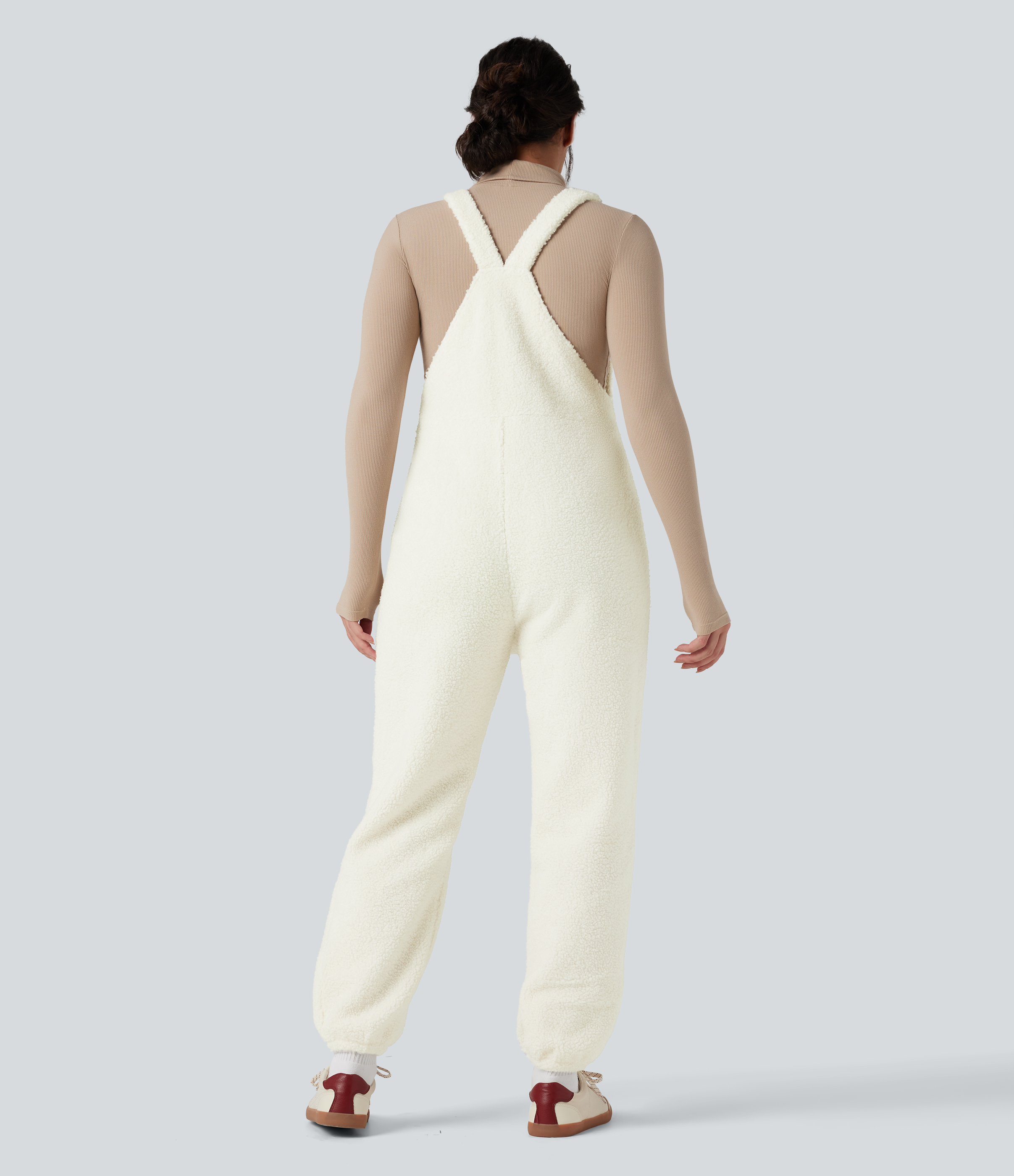 Cheese White Mono jogger casual de sherpa con bolsillos / 2