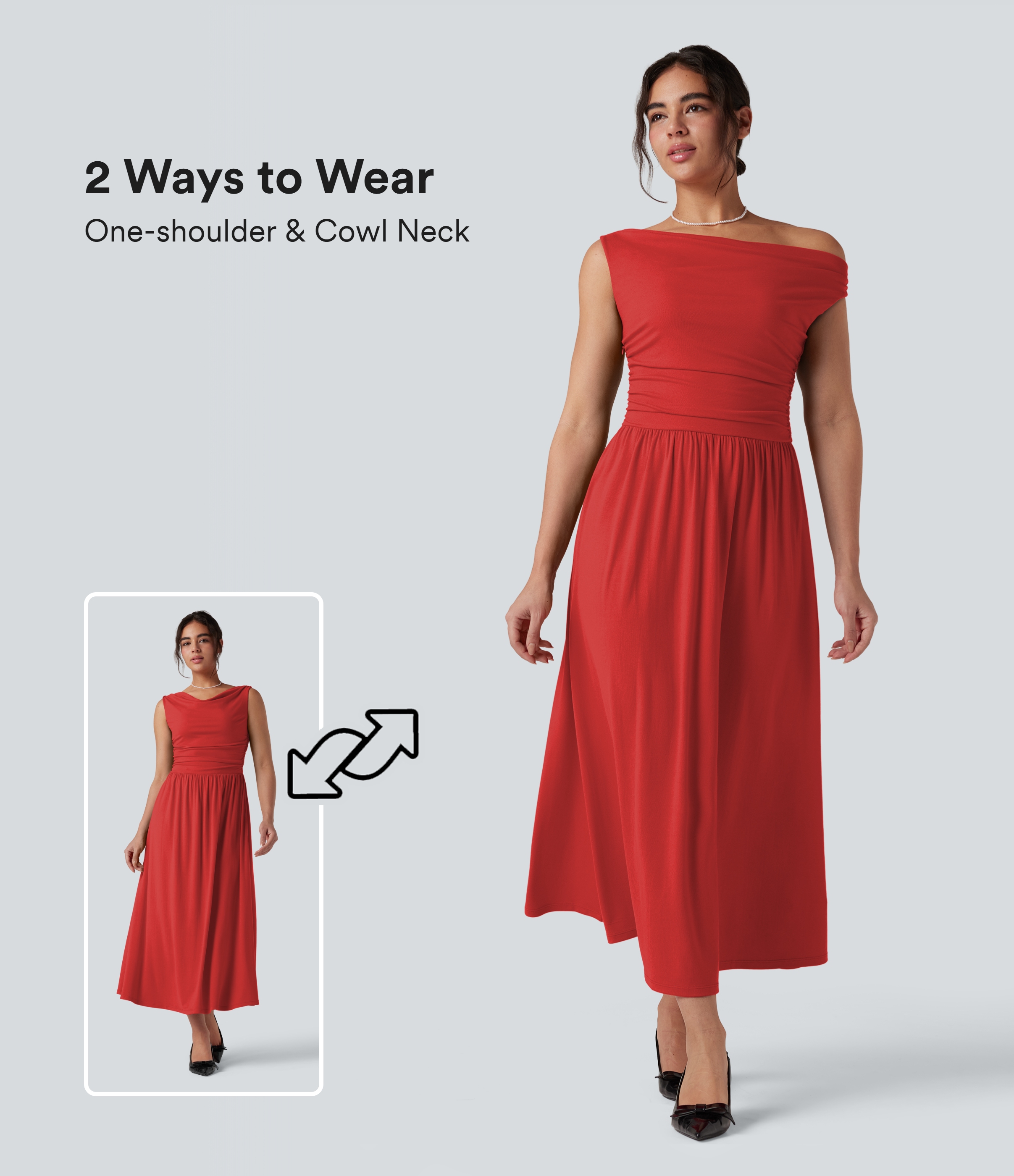 Robe longue froncée asymétrique une épaule sans manches pour demoiselles d'honneur et invitées de mariage