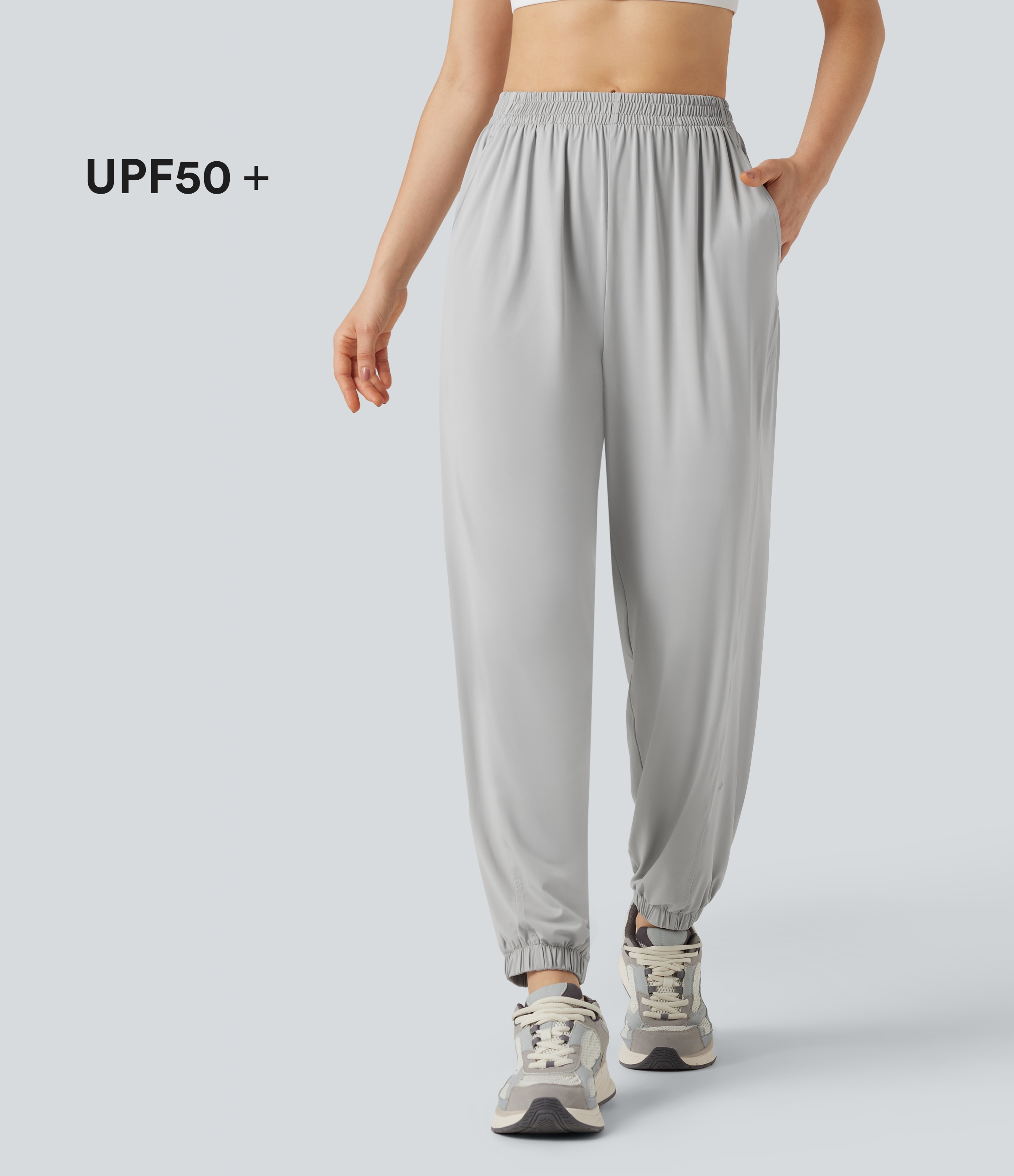 Mid Rise Cool Touch Hiking Joggers with Pockets-UPF50+
