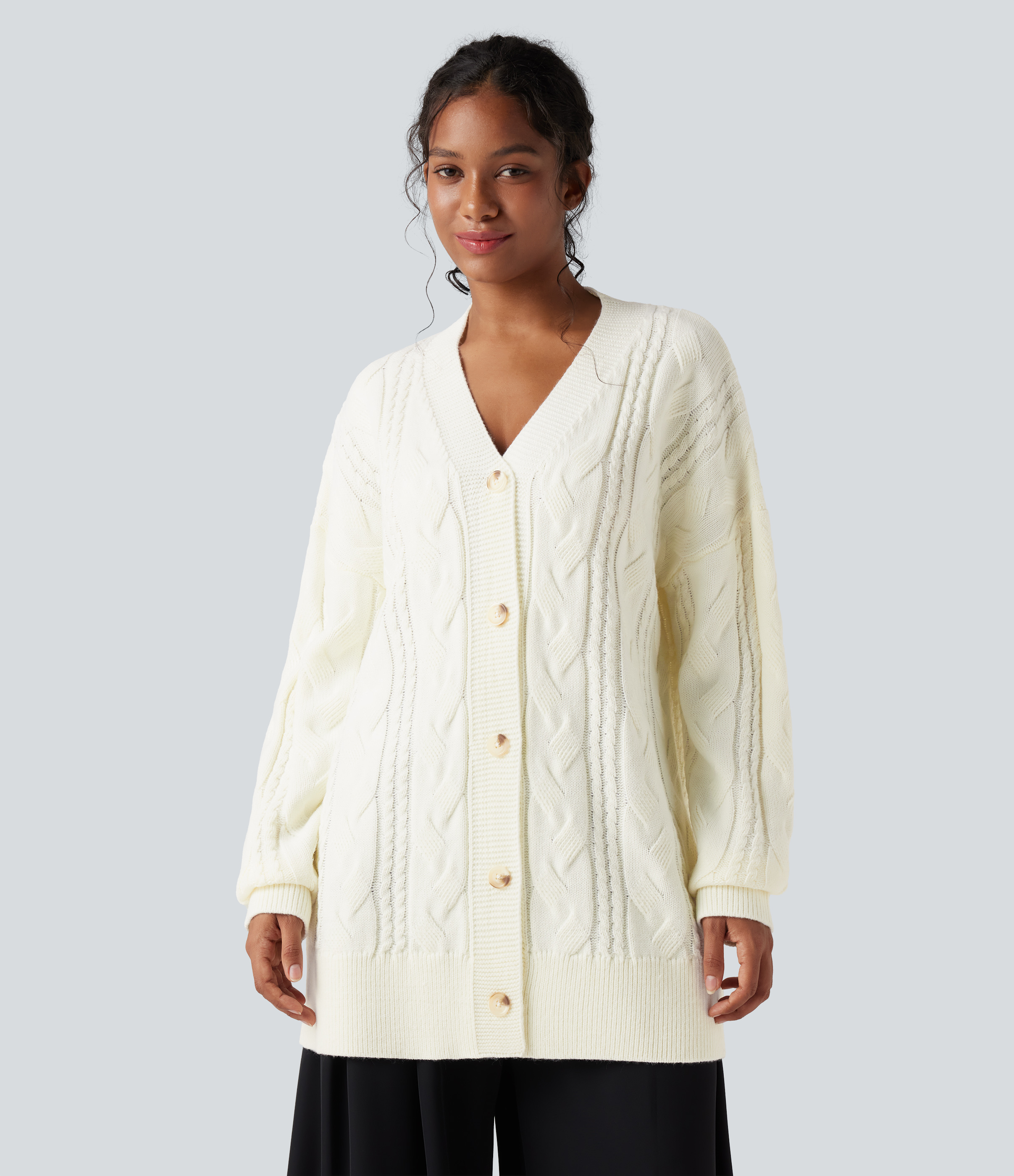 V Neck Long Sleeve Casual Cardigan