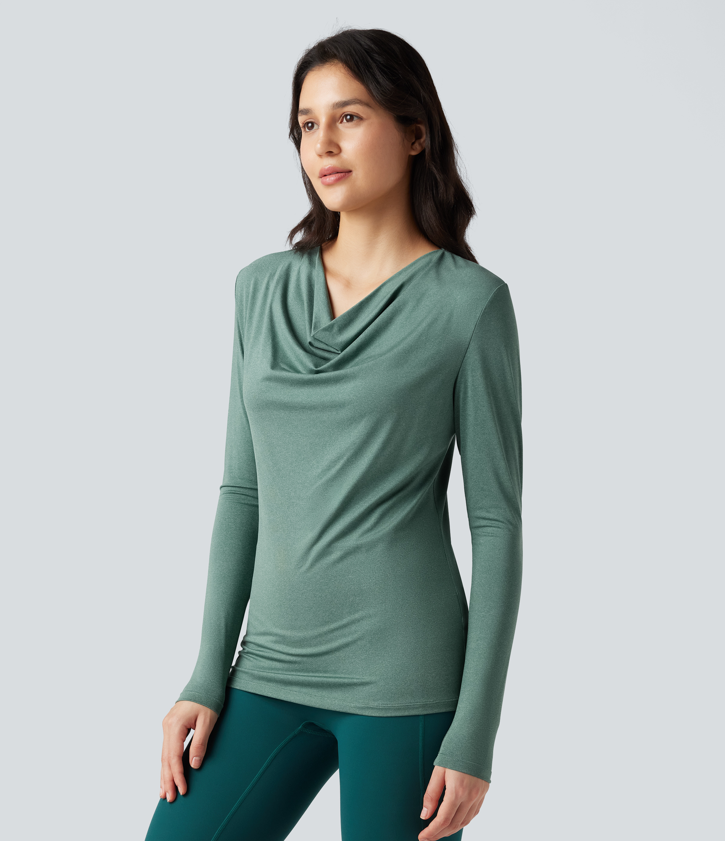 Cowl Neck Long Sleeve Running Sports Top