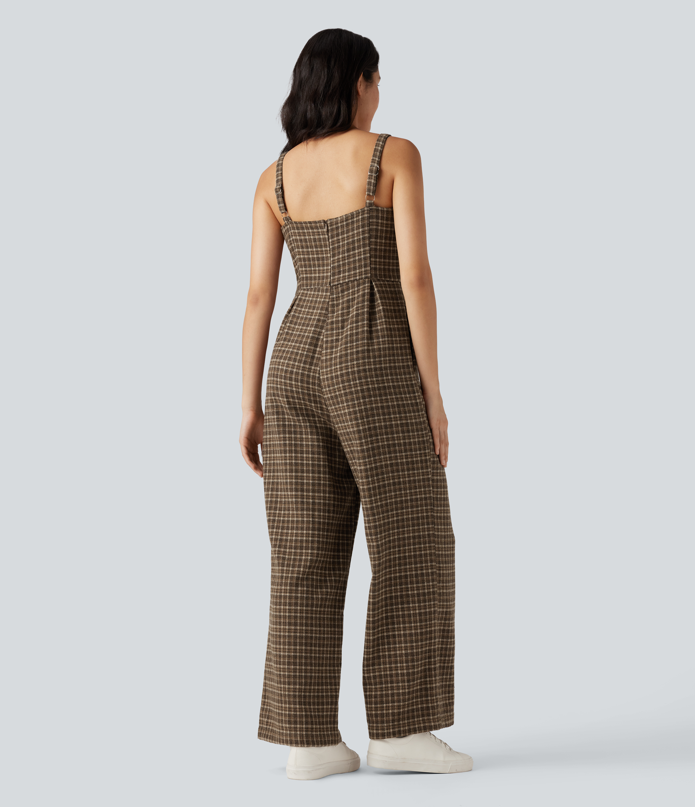 Women's Plaid Casual Jumpsuit with Pockets - Halara