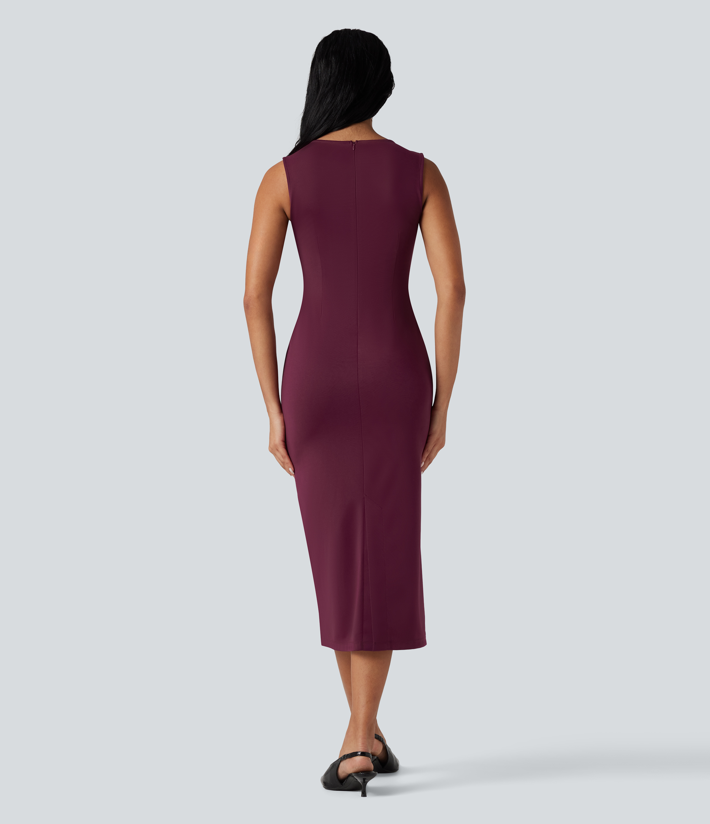 halara bodycon dress Square Neck Sleeveless Bodycon Midi Casual Dress