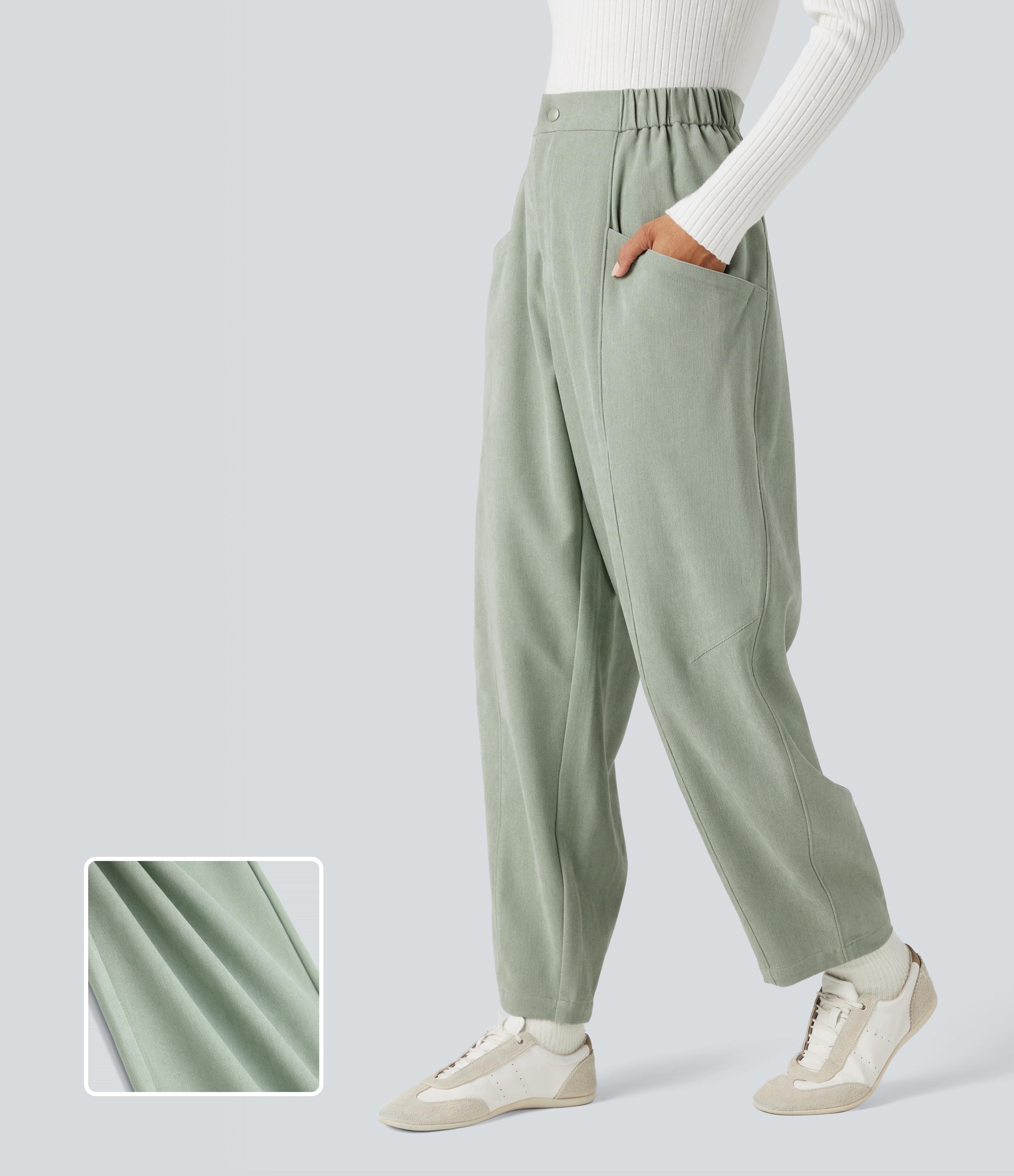 Lässige Hose mit hohem Bund und Seitentaschen