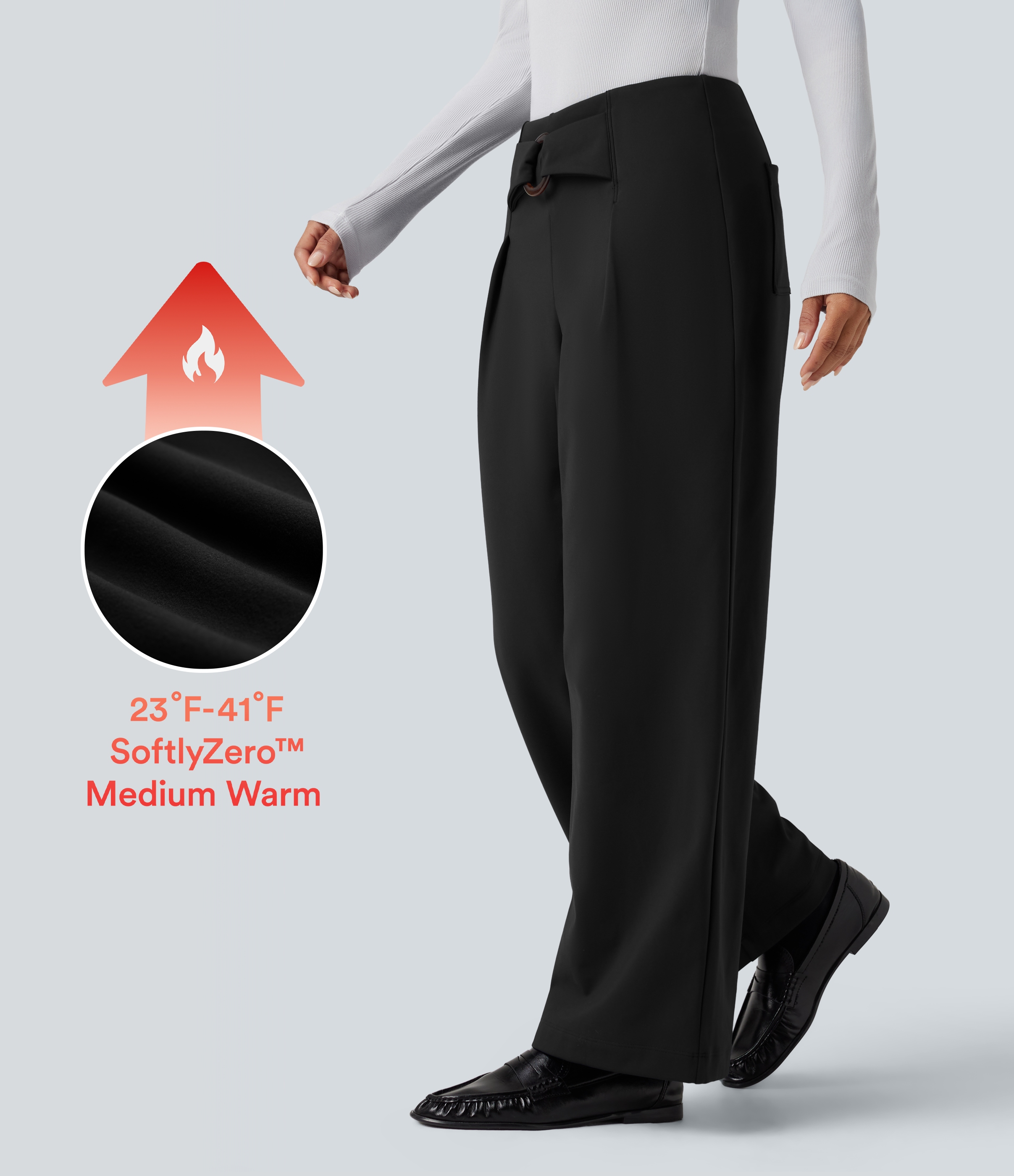 Pantalon tailleur thermique SoftlyZero™ Plush coupe droite taille mi-haute avec poches