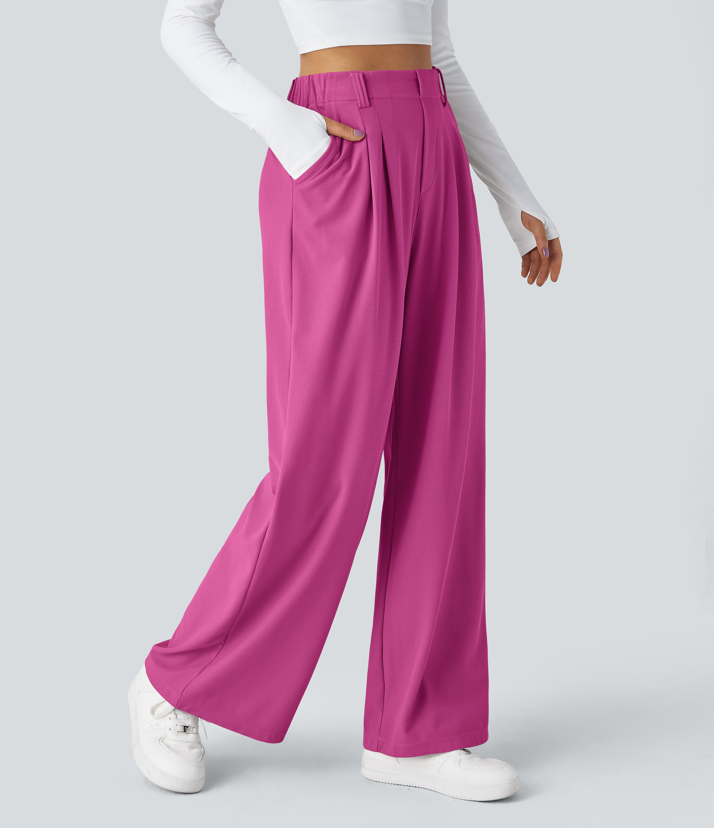 Halara Flex™ High Waisted Pocket Wide Leg Waffle Suit Work Pants