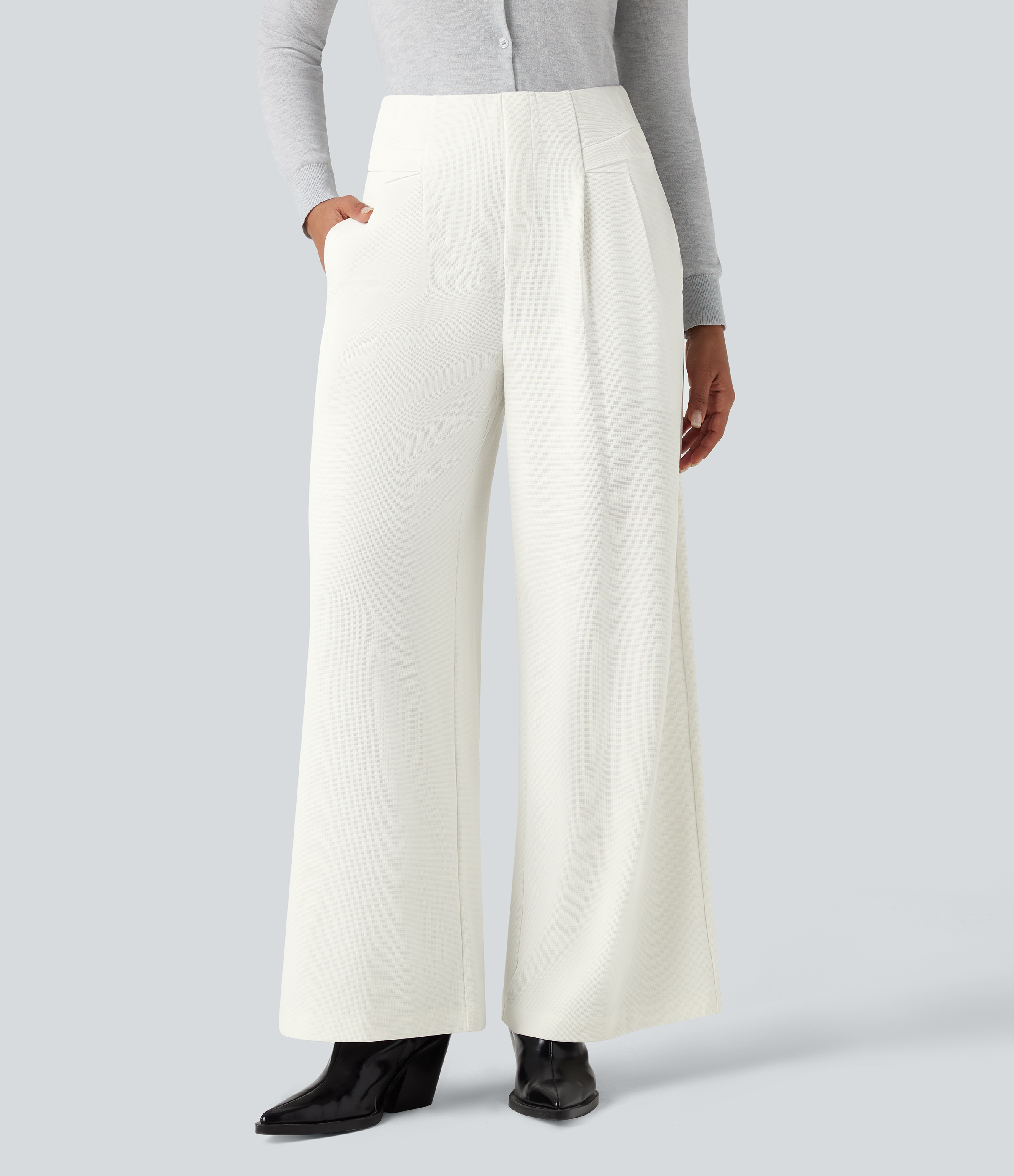 Halara Flex™ High Waisted Waffle Work Baggy Pants with Pockets