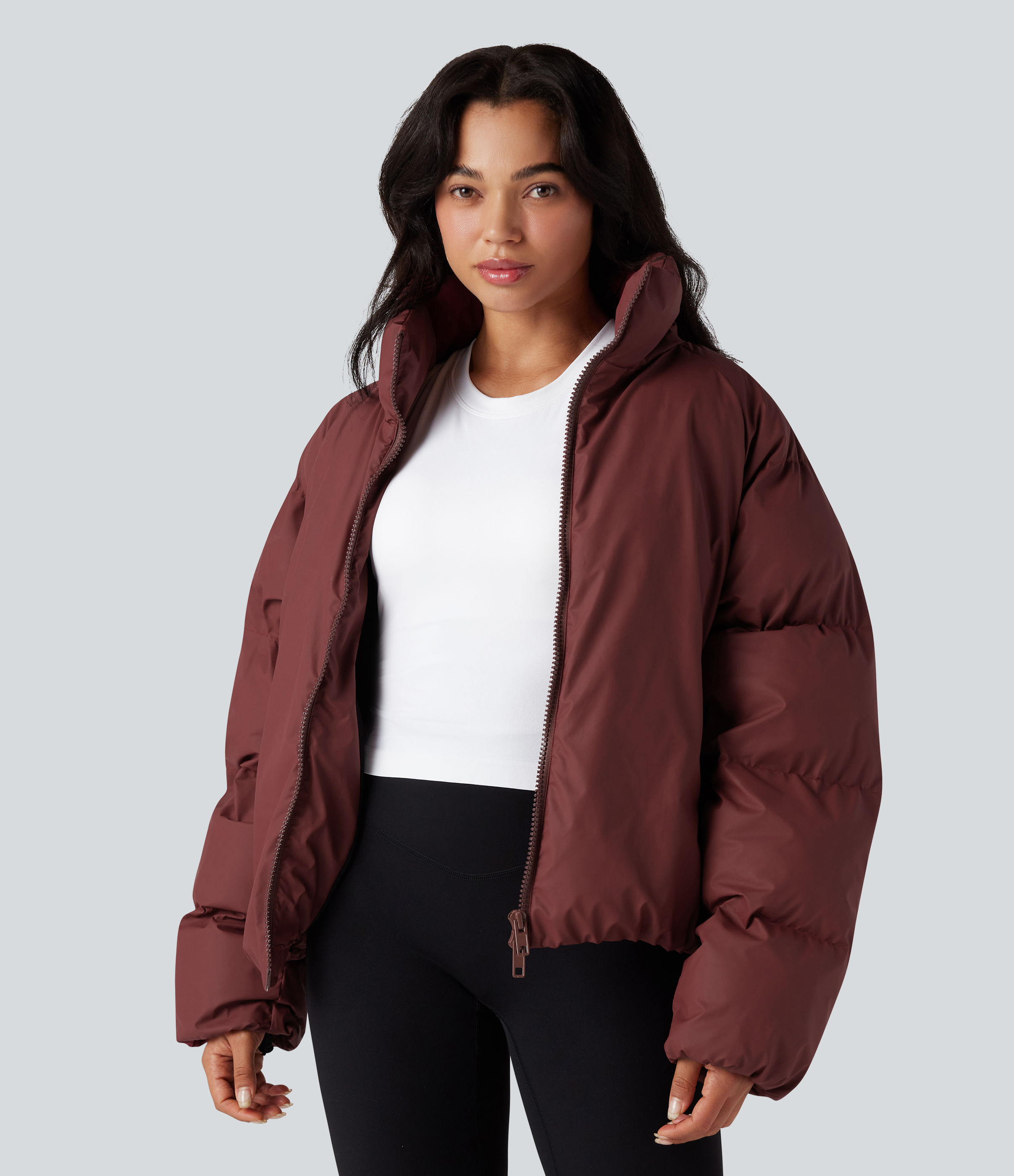 Doudoune casual oversize à col montant avec ourlet à cordon de serrage et poches