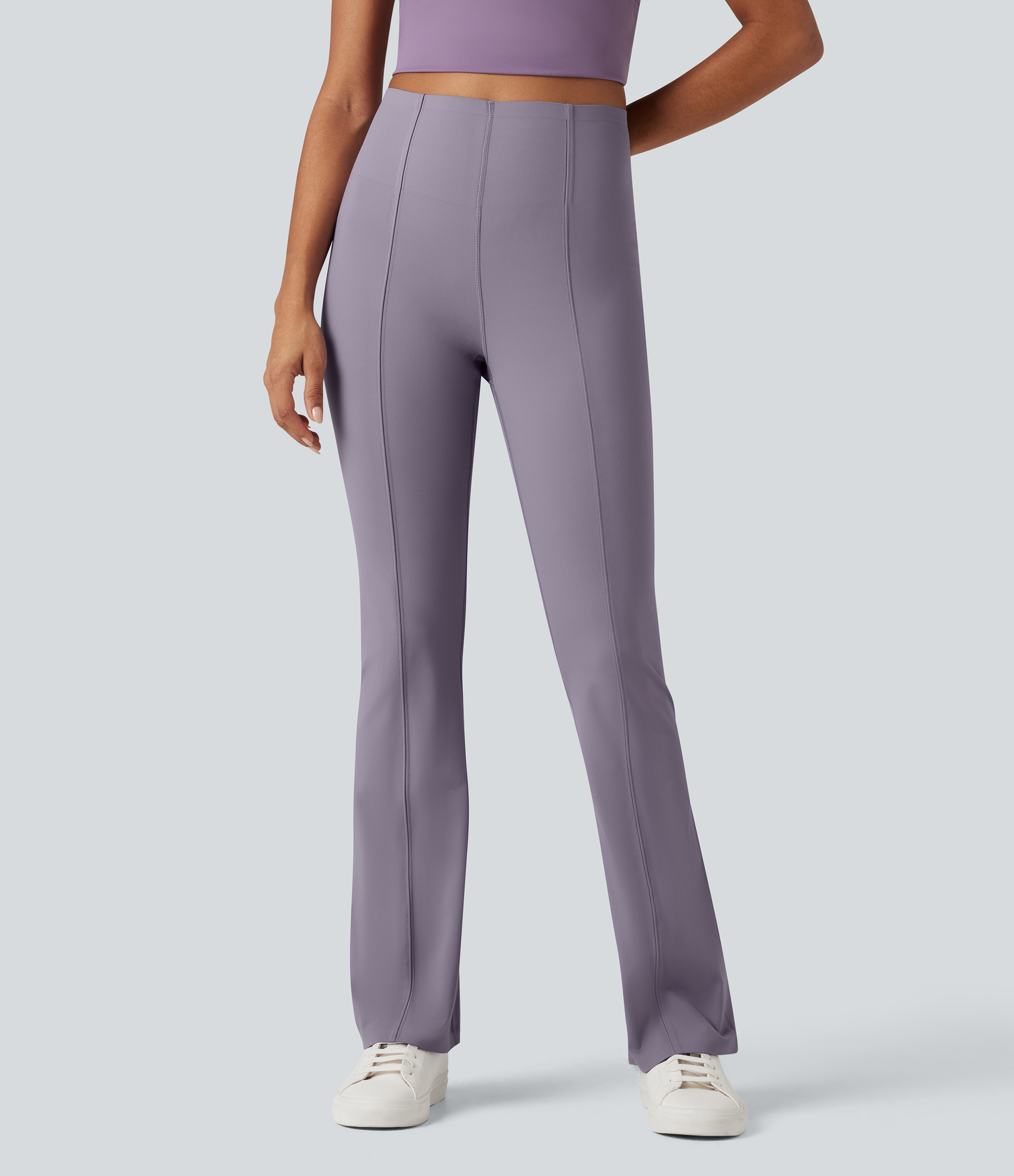 Purple Ash Korkeavyötäröiset, vatsaa muotoilevat bootcut-housut taskulla / 2