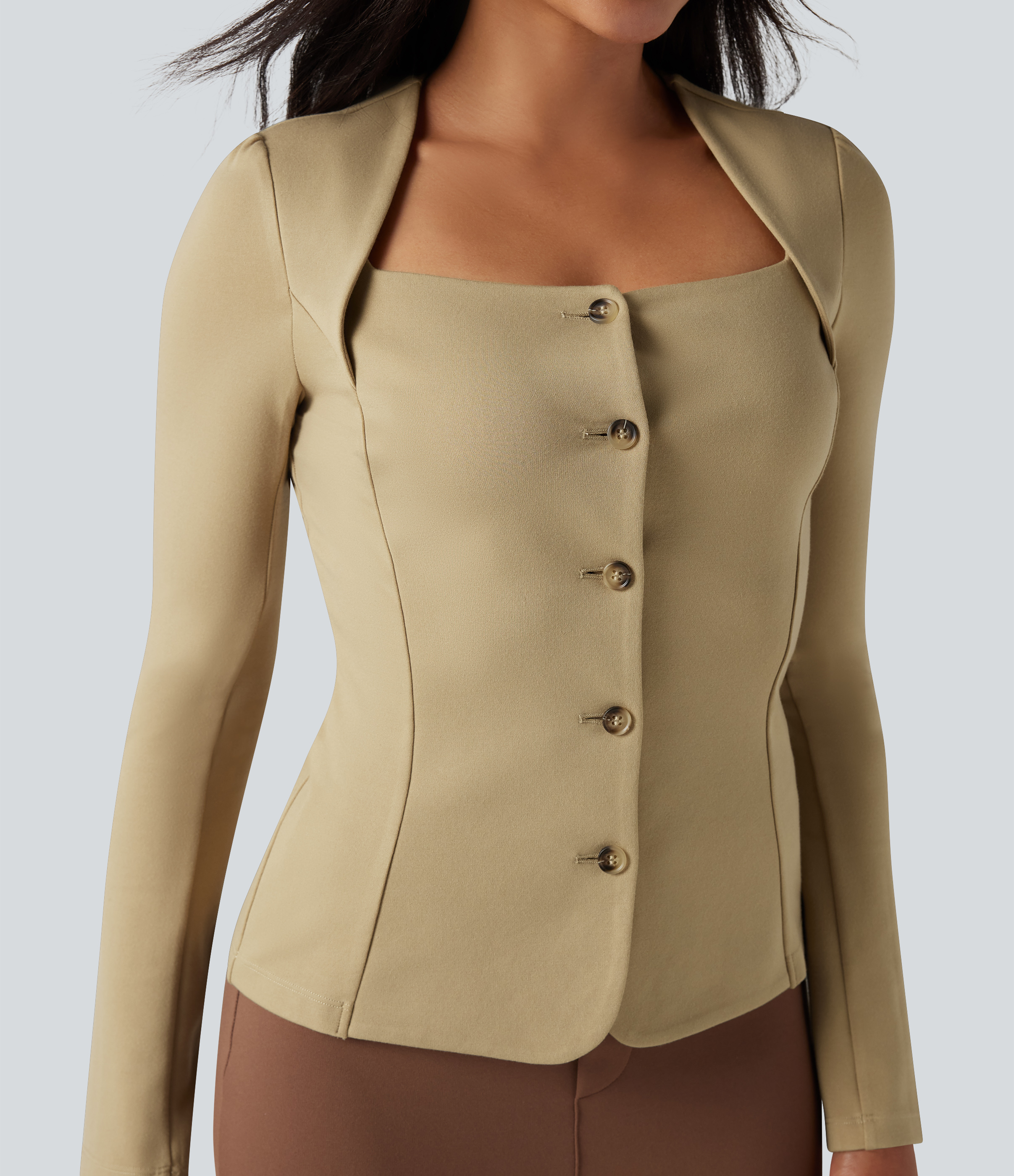 Square Neck Button Fly Work Blazer