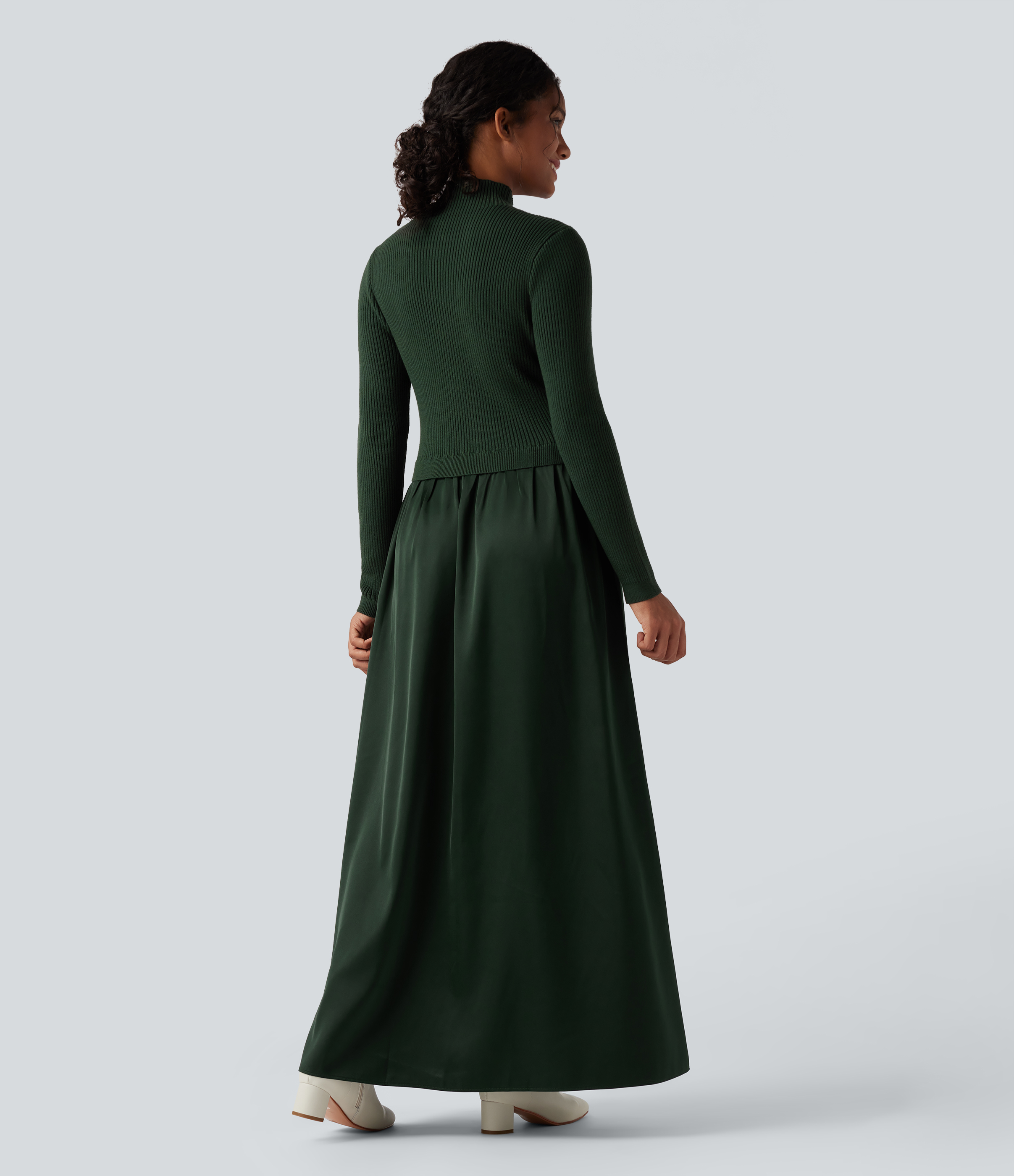 Mock Neck Long Sleeve Maxi Work Sweater Dress