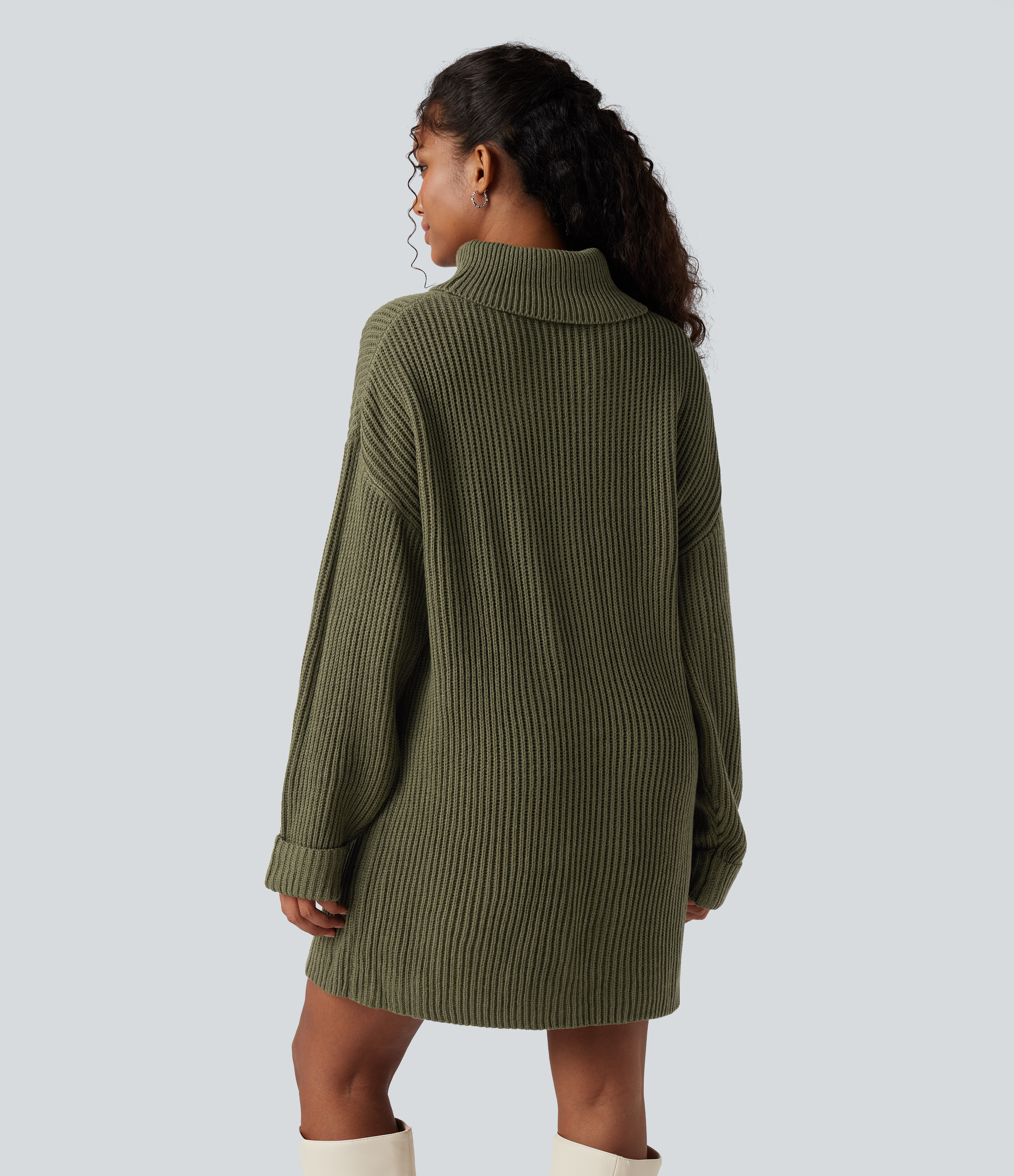 Aloe Robe pull courte tailleur col montant manches longues / 2