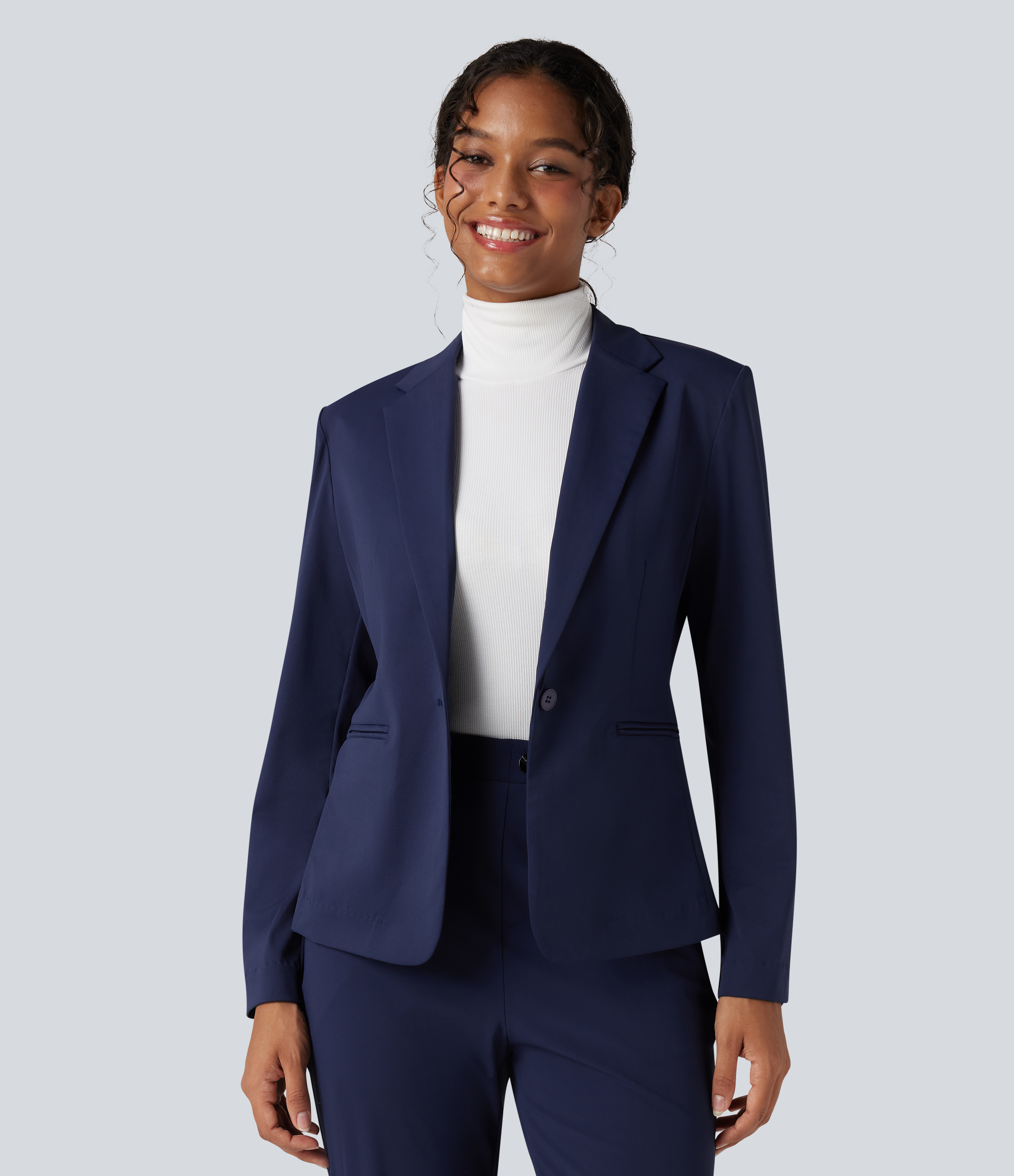 Halara Flex™ Suit Wrinkle-resistant Notched Collar Long Sleeve Slim Work Blazer with Pockets