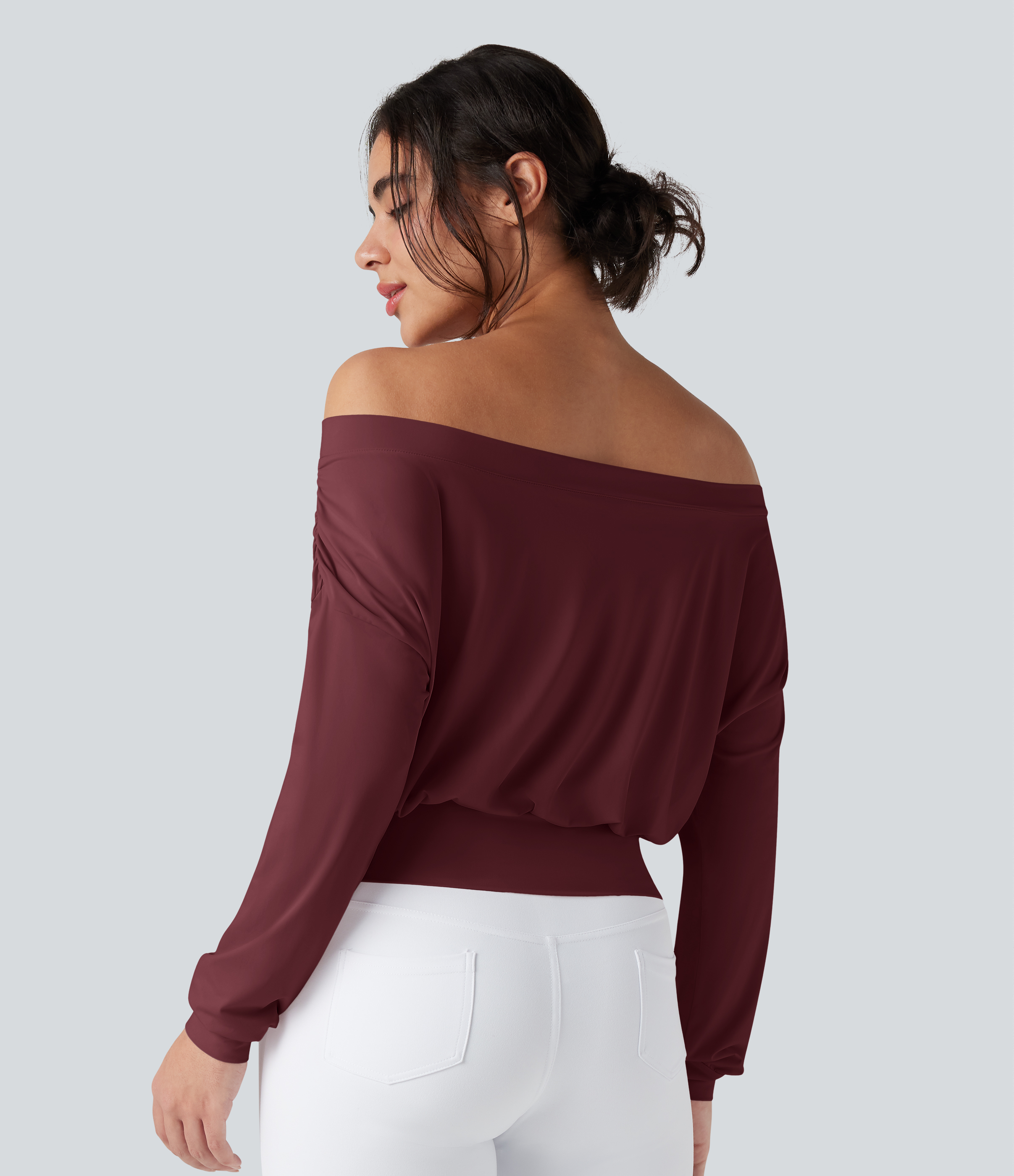 New Maroon Oversized, schulterfreies Yoga-Sport-Top mit InstantCool - schnelltrocknend / 2