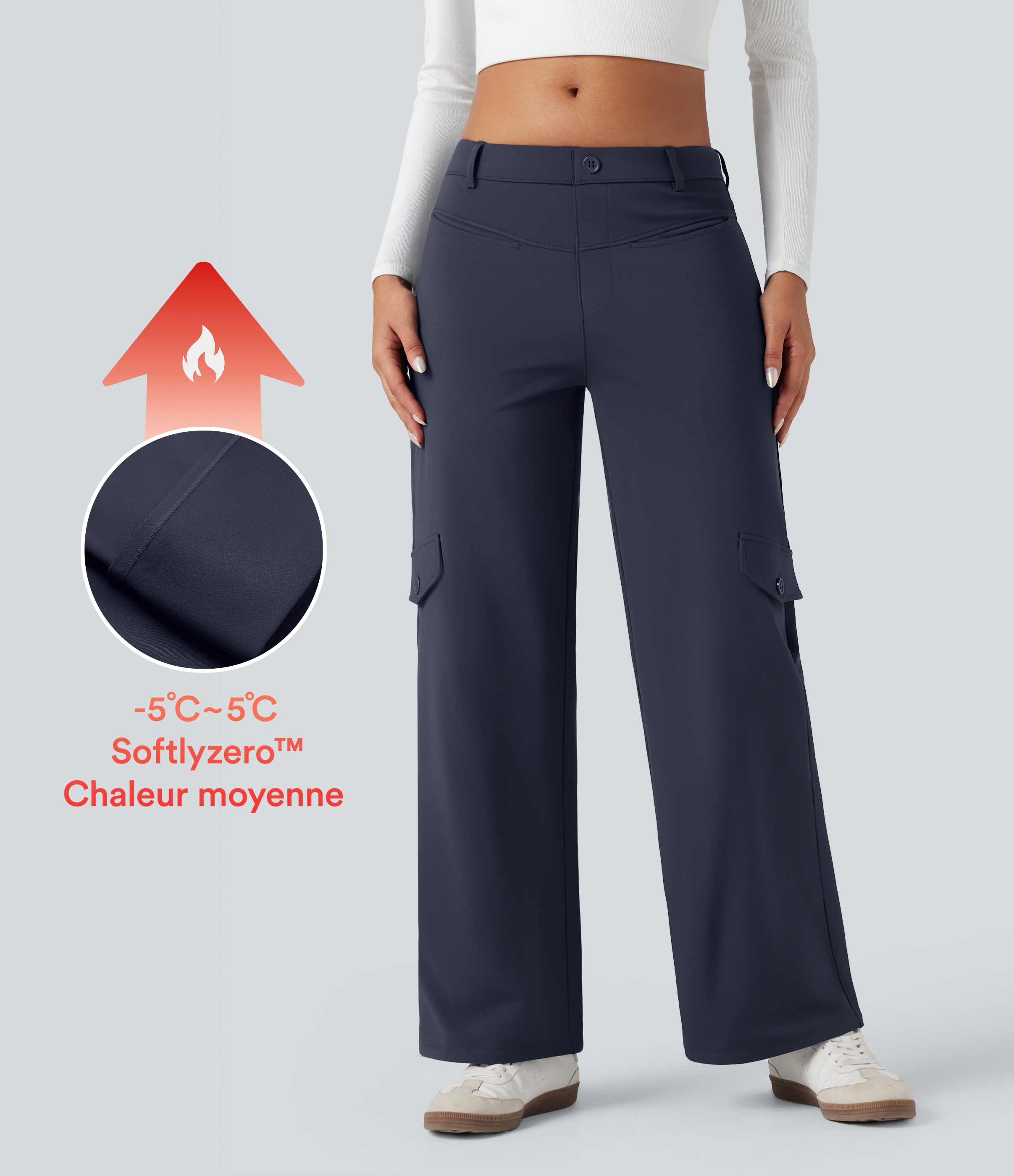 Pantalon tailleur thermique SoftlyZero™ Plush coupe droite taille mi-haute avec poches