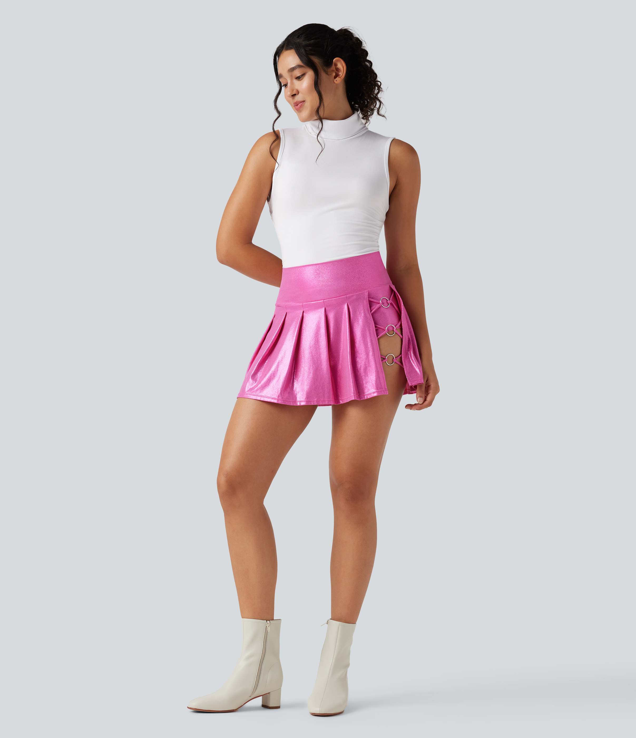 Women's SoftlyZero™ Faux Leather High Waisted 2-in-1 Pleated