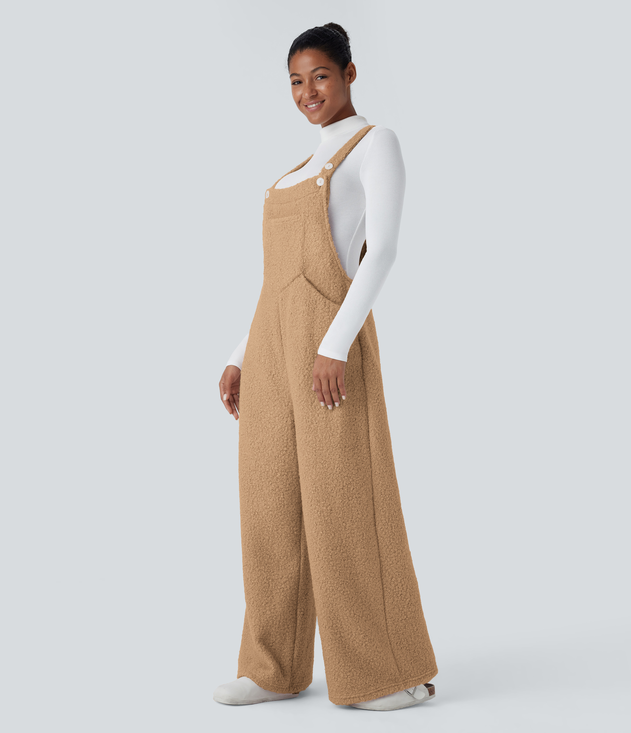 Women's Pockets Casual Teddy Overalls - Halara
