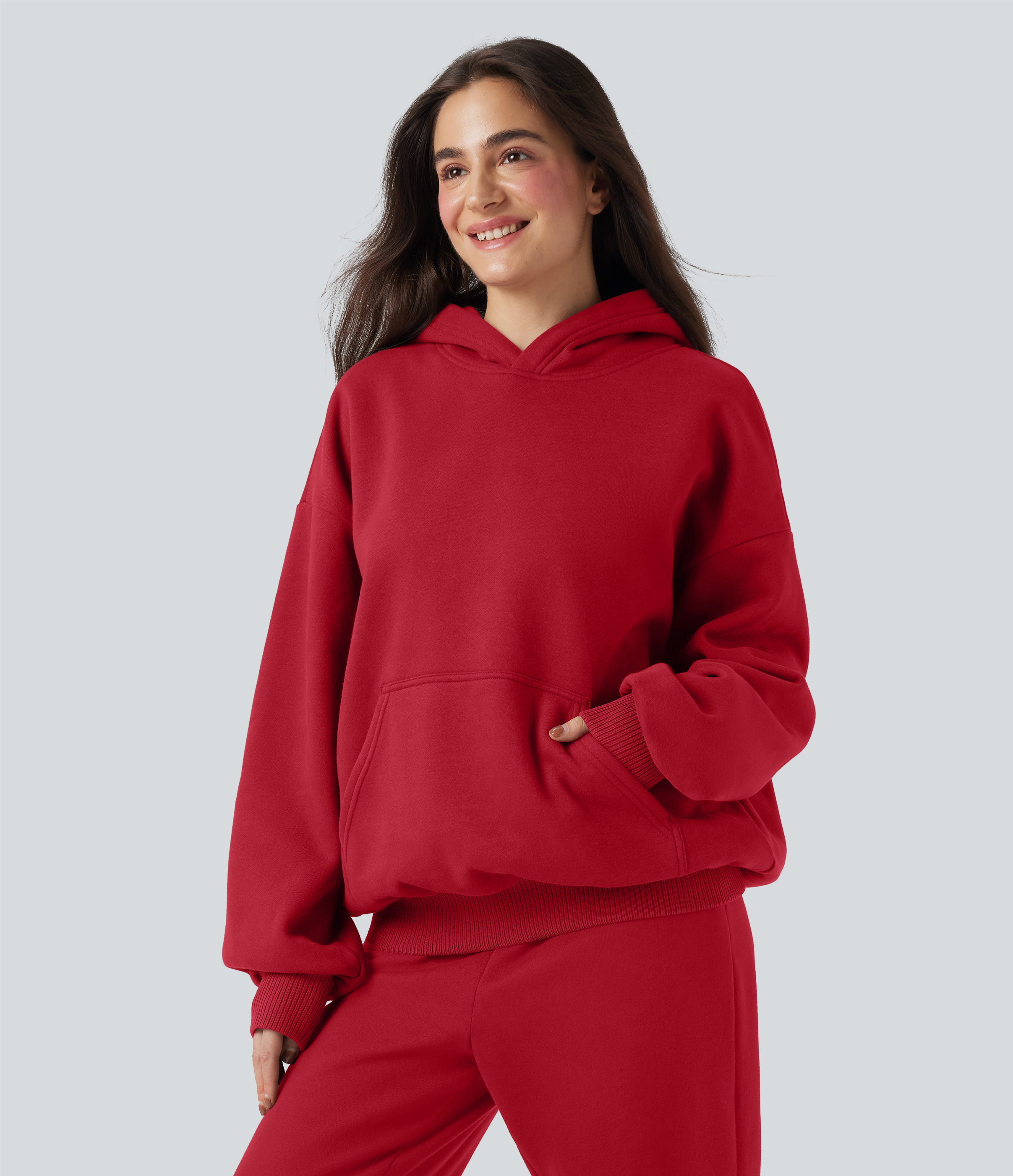Hooded Long Sleeve Fleece Casual Cotton Sweatshirt with Pockets