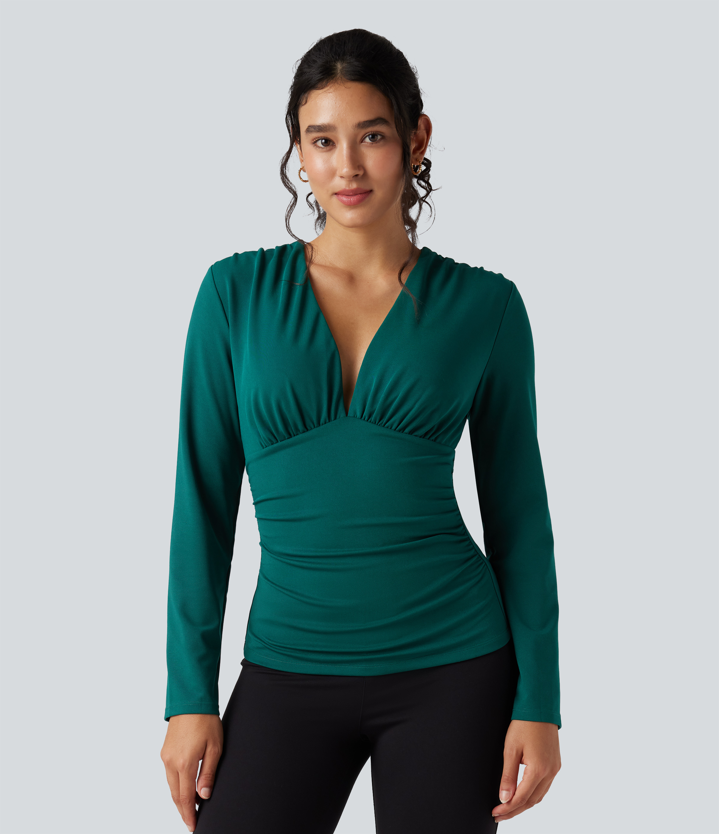 V Neck Long Sleeve Work Top