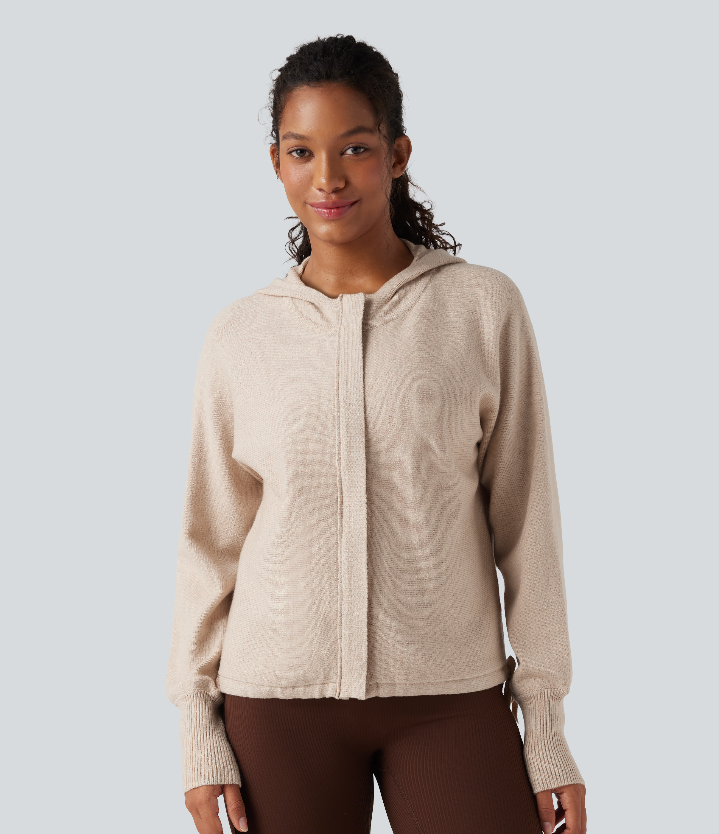 Hooded Long Sleeve Drawstring Casual Cardigan