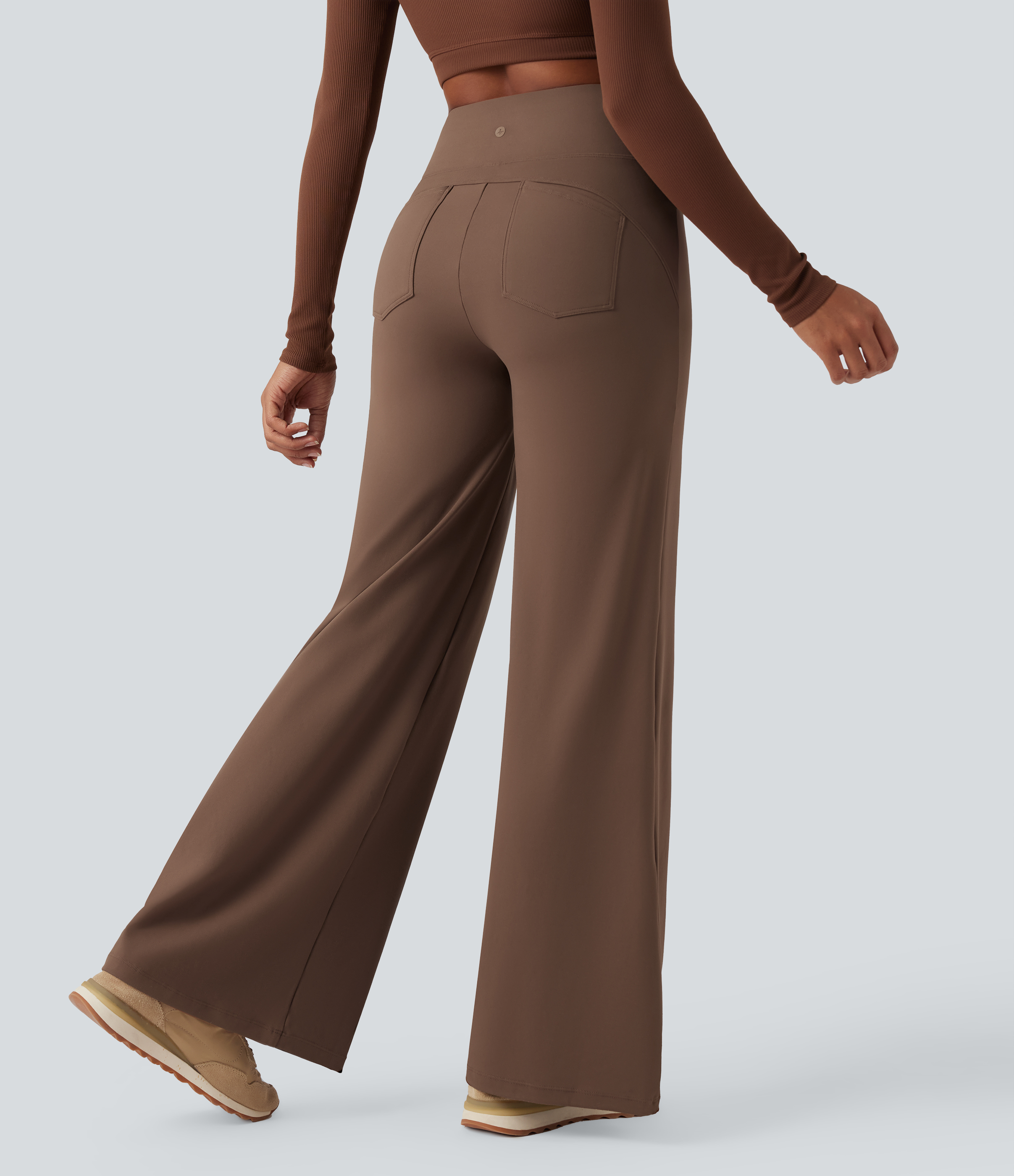 Sepia DayStretch High Waisted Tummy Control Wide Leg Yoga Trousers with Pockets / 2