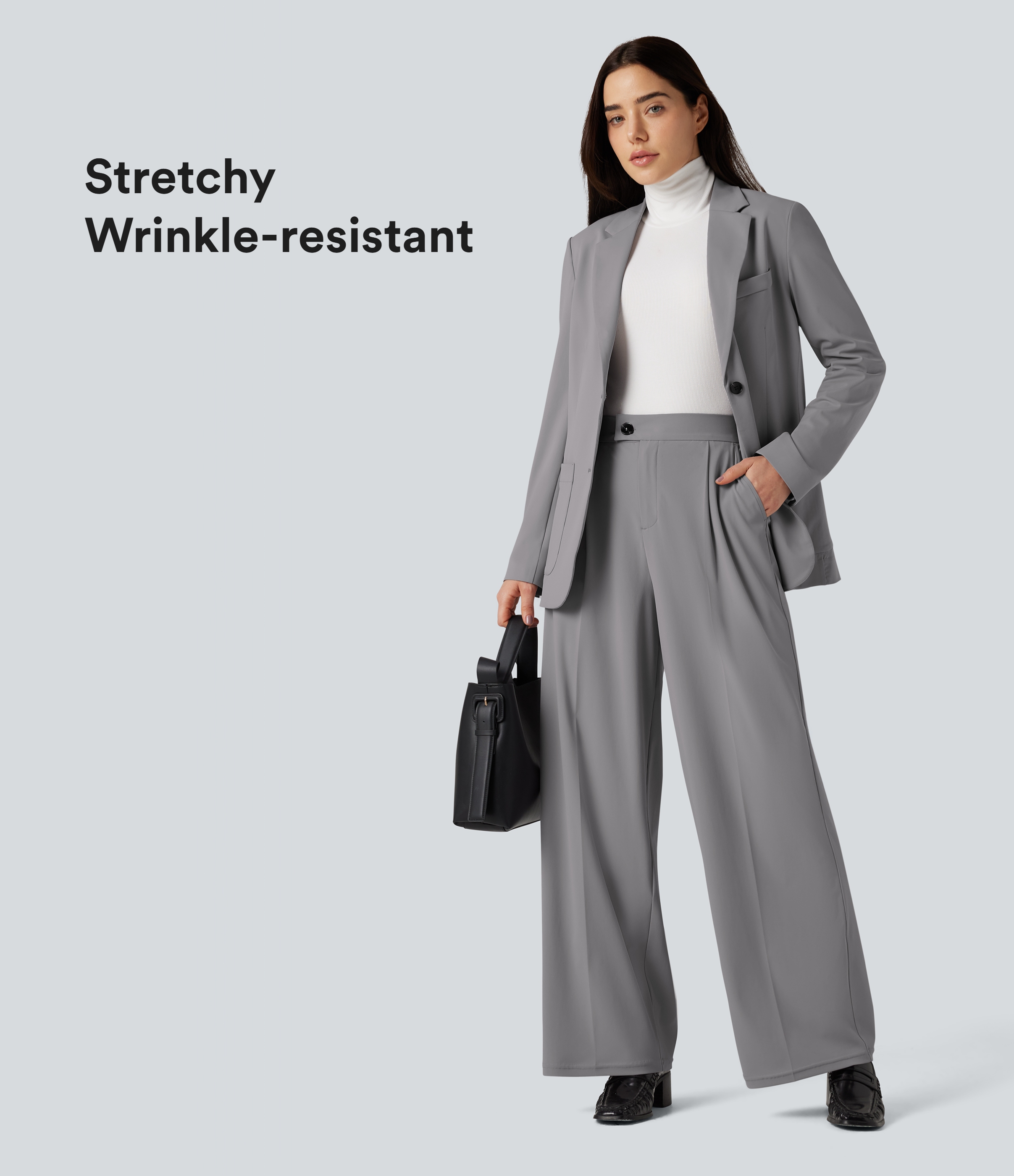 Halara Flex™ Suit Wrinkle-resistant High Waisted Wide Leg Work Pants with Pockets