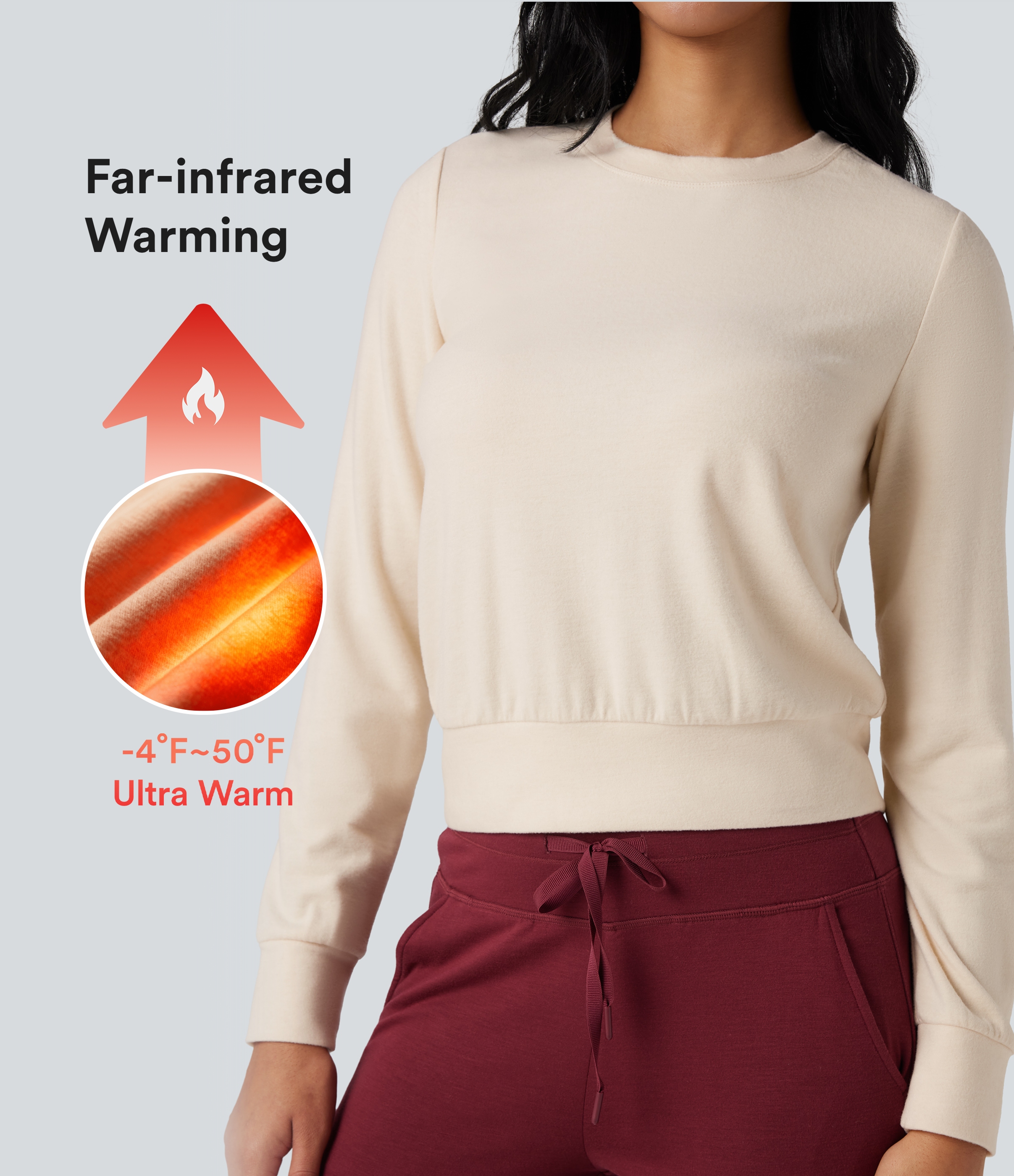 Halara HeatCore Round Neck Long Sleeve Casual Warming Top