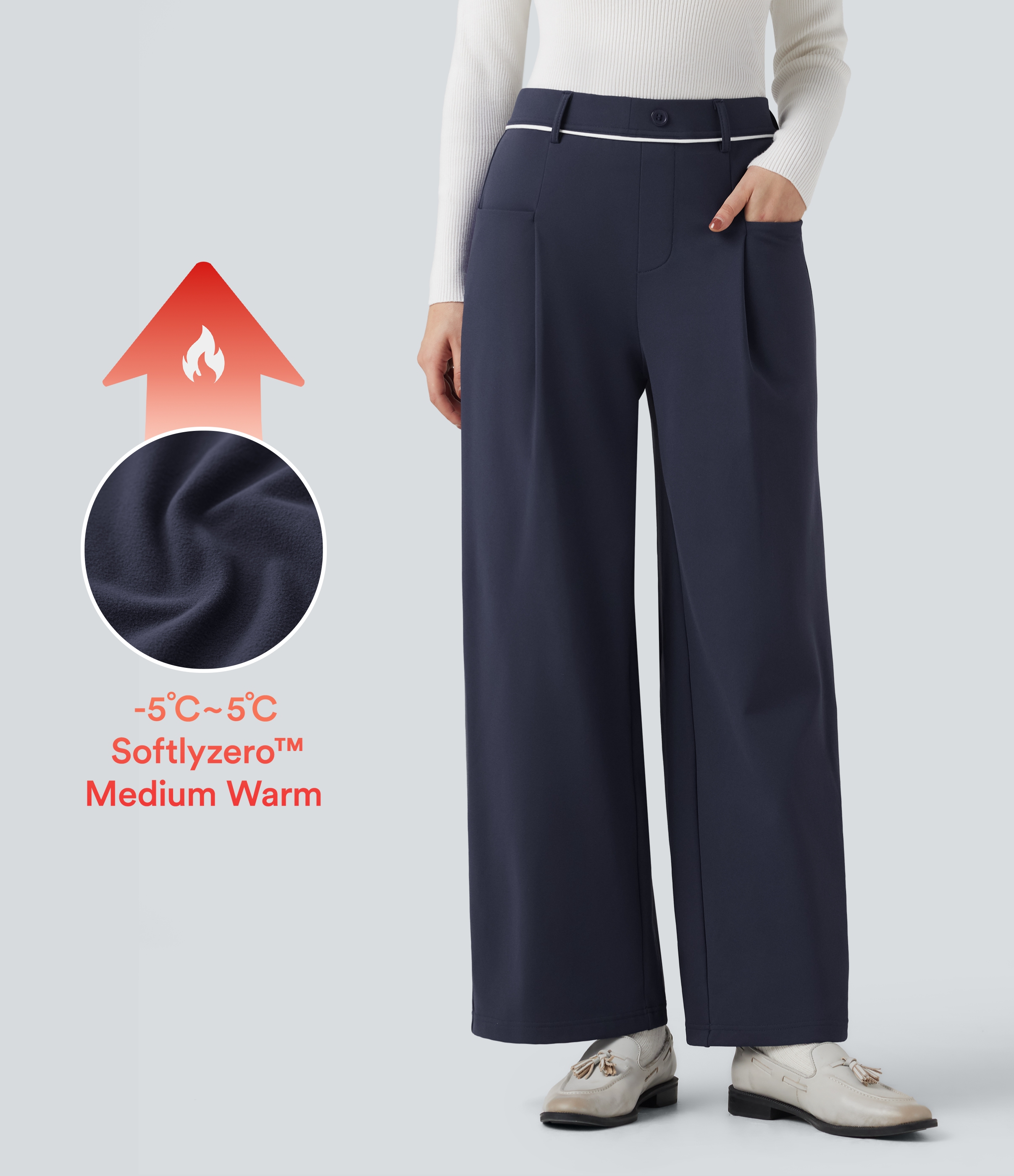 SoftlyZero™ Plüsch-Thermo-Arbeitshose, mit mittlerer Bundhöhe, geradem Bein und Taschen