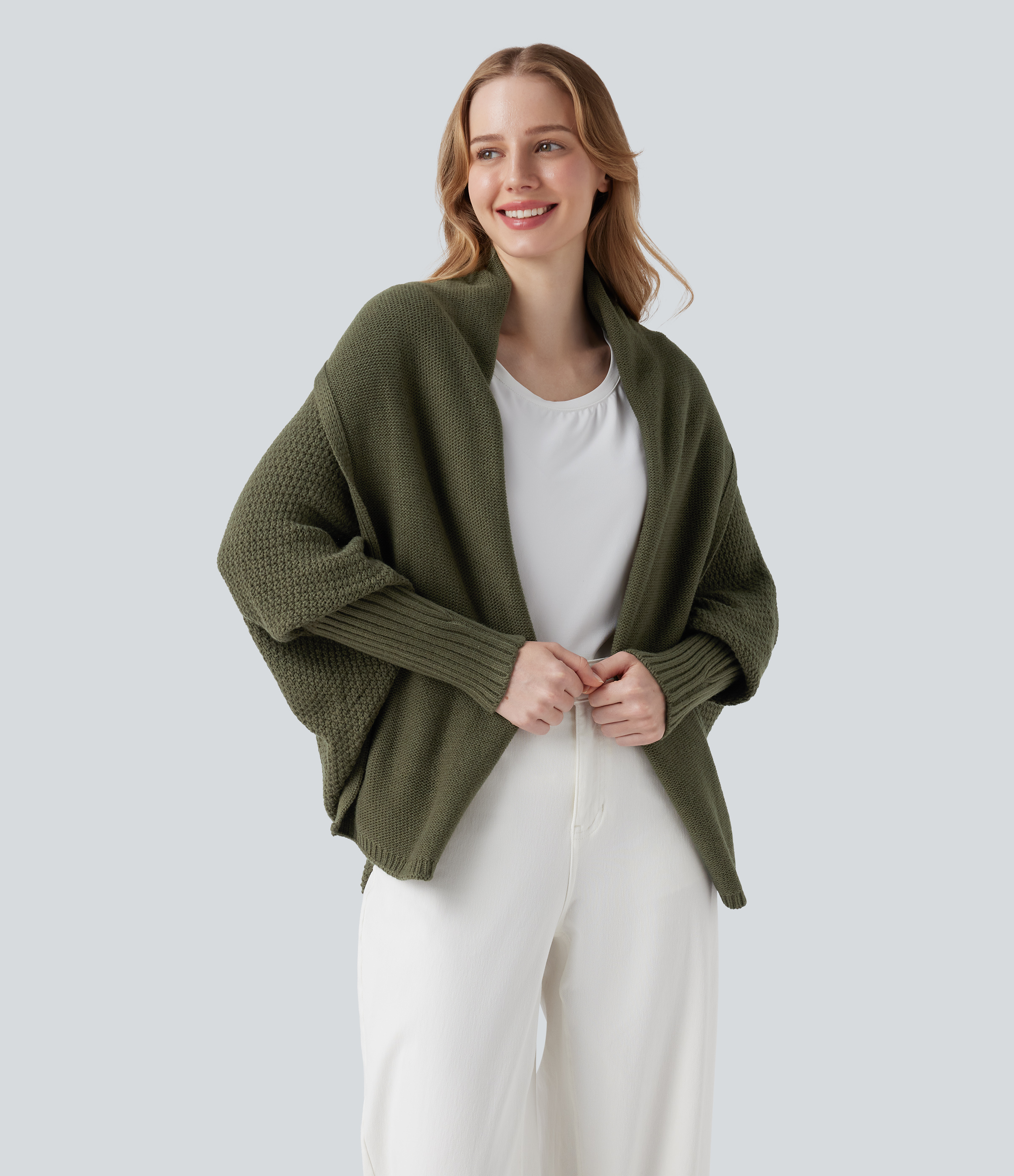 Offener, lässiger Cardigan mit Fledermausärmeln