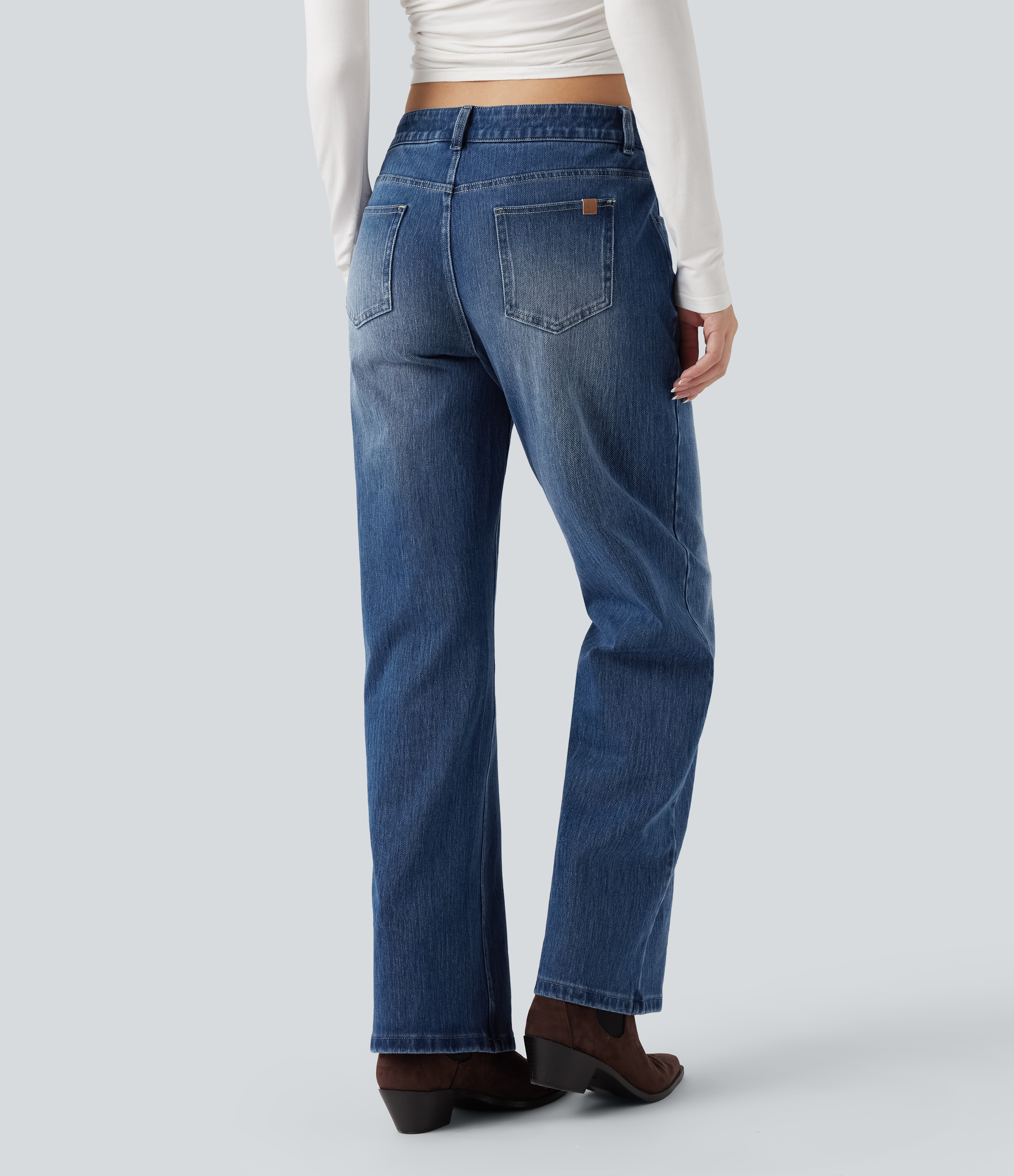  Blue Jasper Denim Halara Flex™ Asymmetric Low Rise Straight Leg Casual Jeans with Pockets / 2