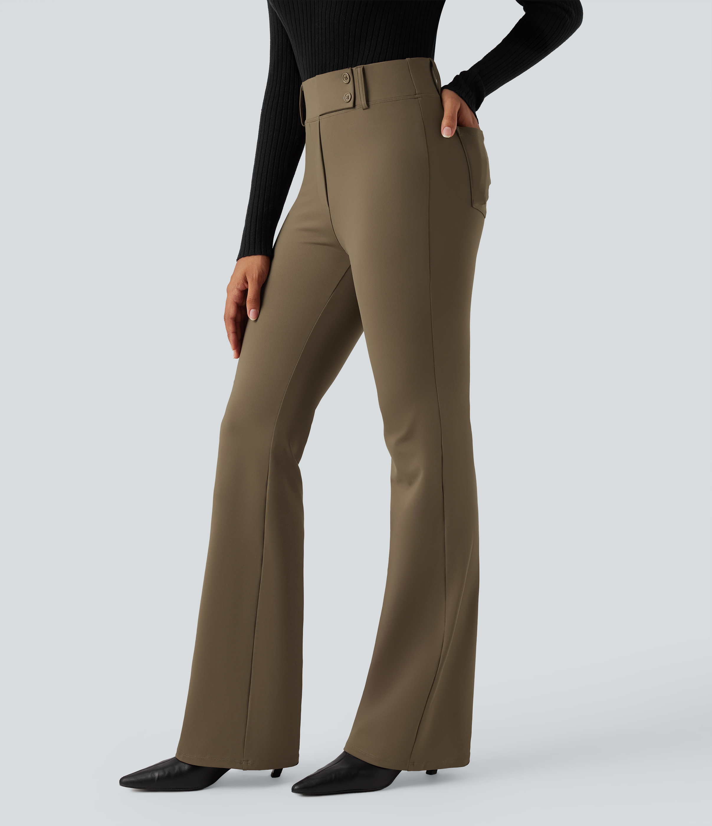 Pantalon tailleur évasé taille haute avec poches Halara Flex™