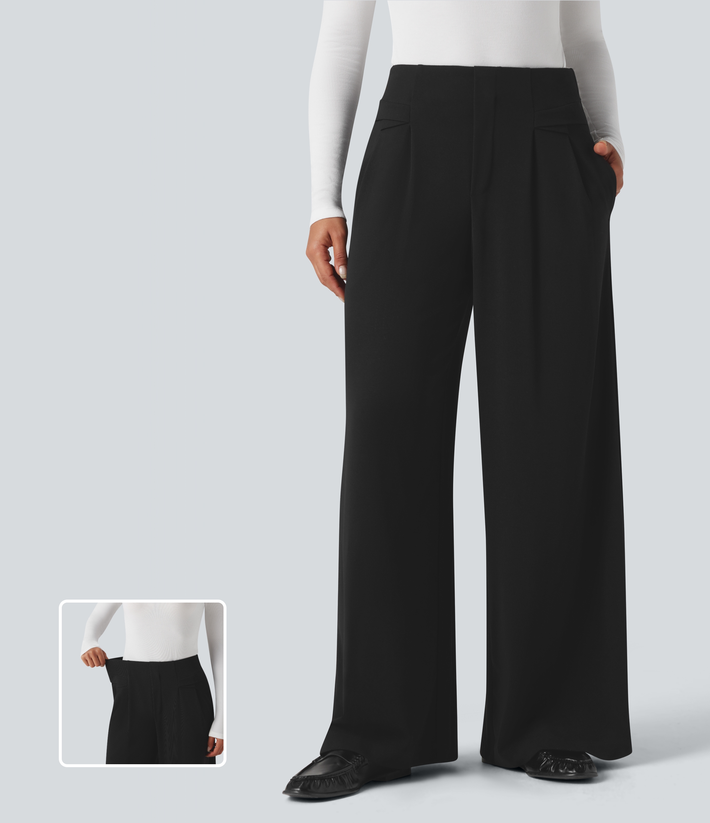 Halara Flex™ High Waisted Waffle Work Baggy Pants with Pockets