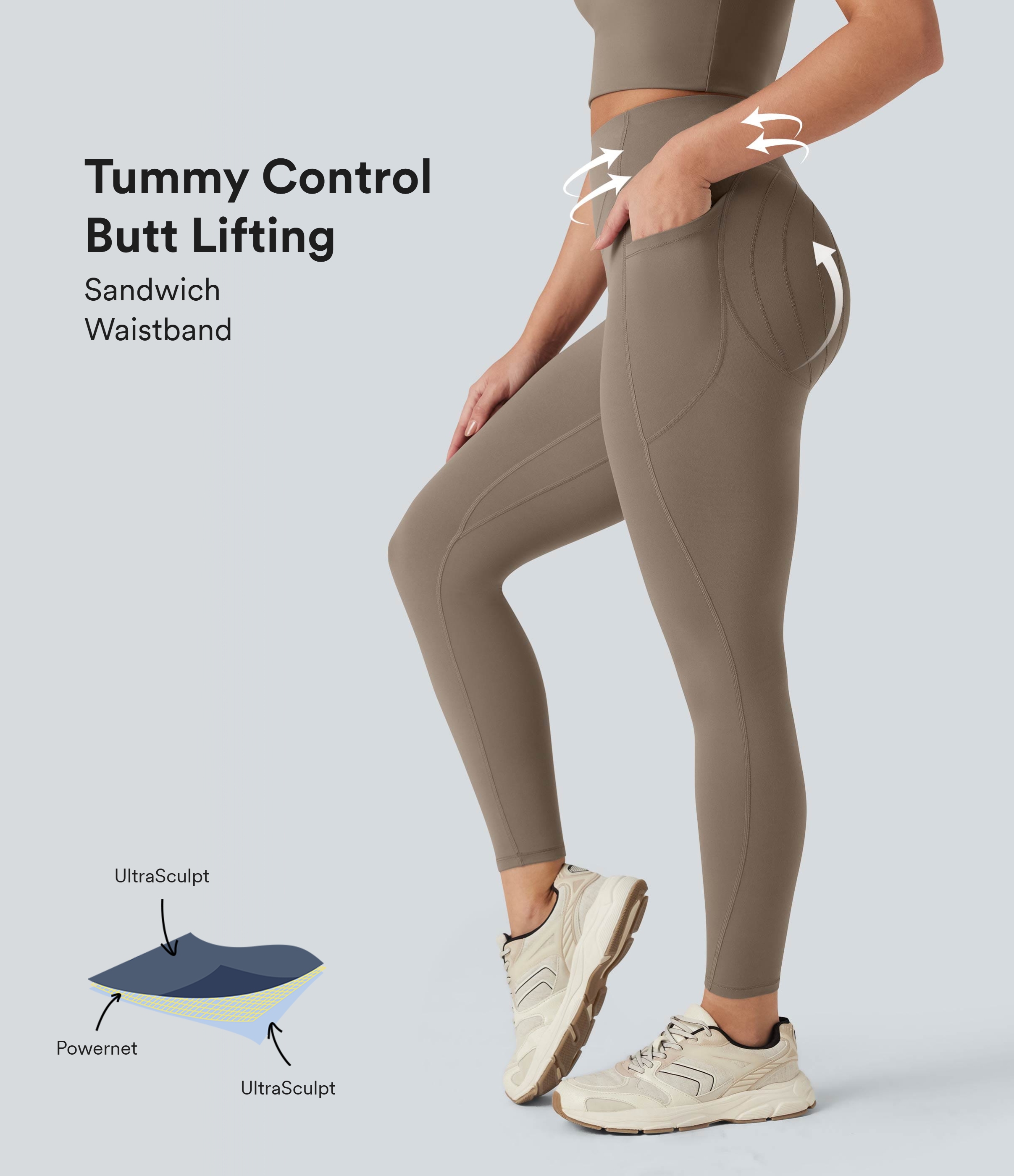 Halara UltraSculpt™ - Workout-Leggings mit hohem Bund, Seitentaschen und Bauchkontrolle - Po-Lifting