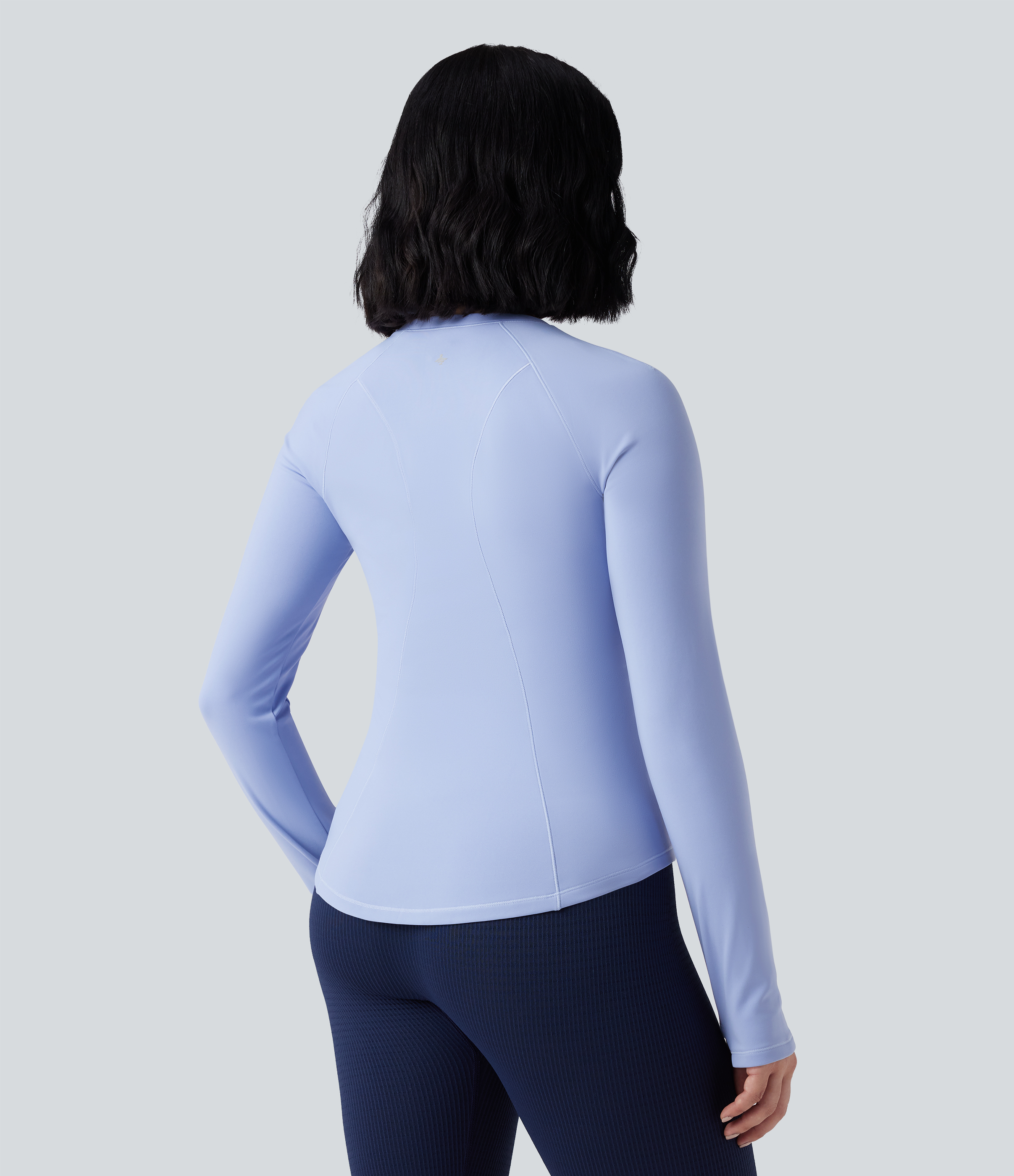 Azure Haze Crew Neck Long Sleeve Thumb Hole Thermal Yoga Sports Top / 2